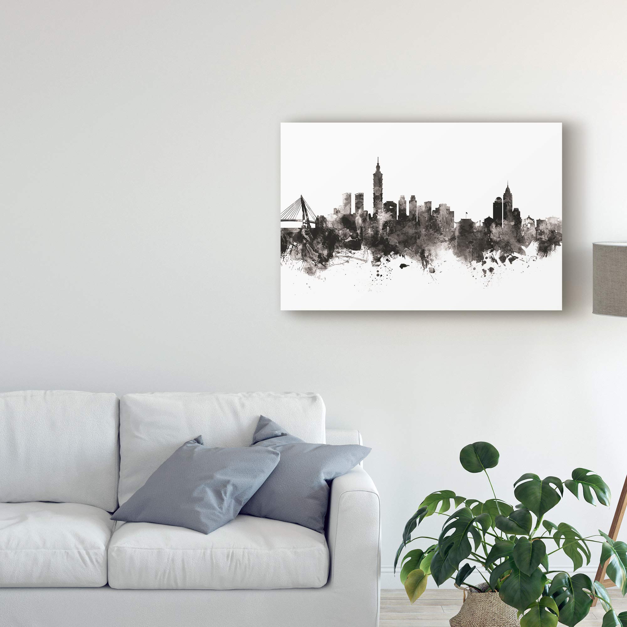 Michael Tompsett Taipei Taiwan Skyline Black White Art Print - 16x24 Wall Decor for Living Room, Office & Modern Home