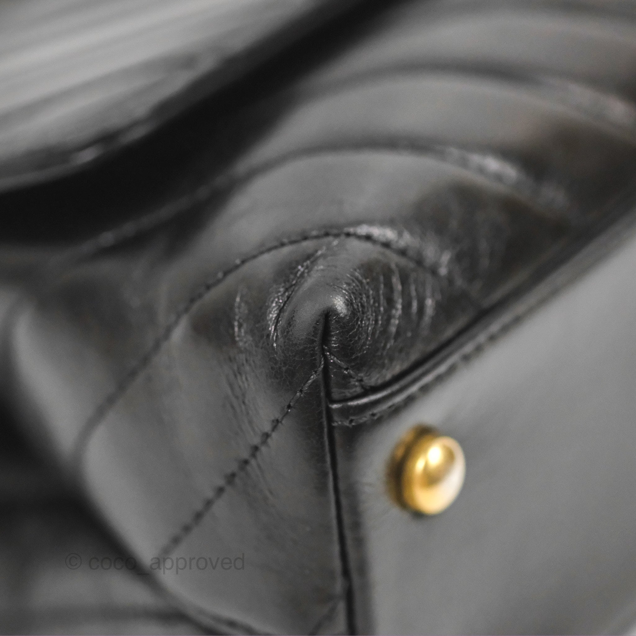 Chanel Chevron Small Coco Handle Bag - Black Shiny Aged Calfskin with Aged Gold Hardware | Luxury Crossbody Purse for Women, Perfect for Evening Parties & Date Nights