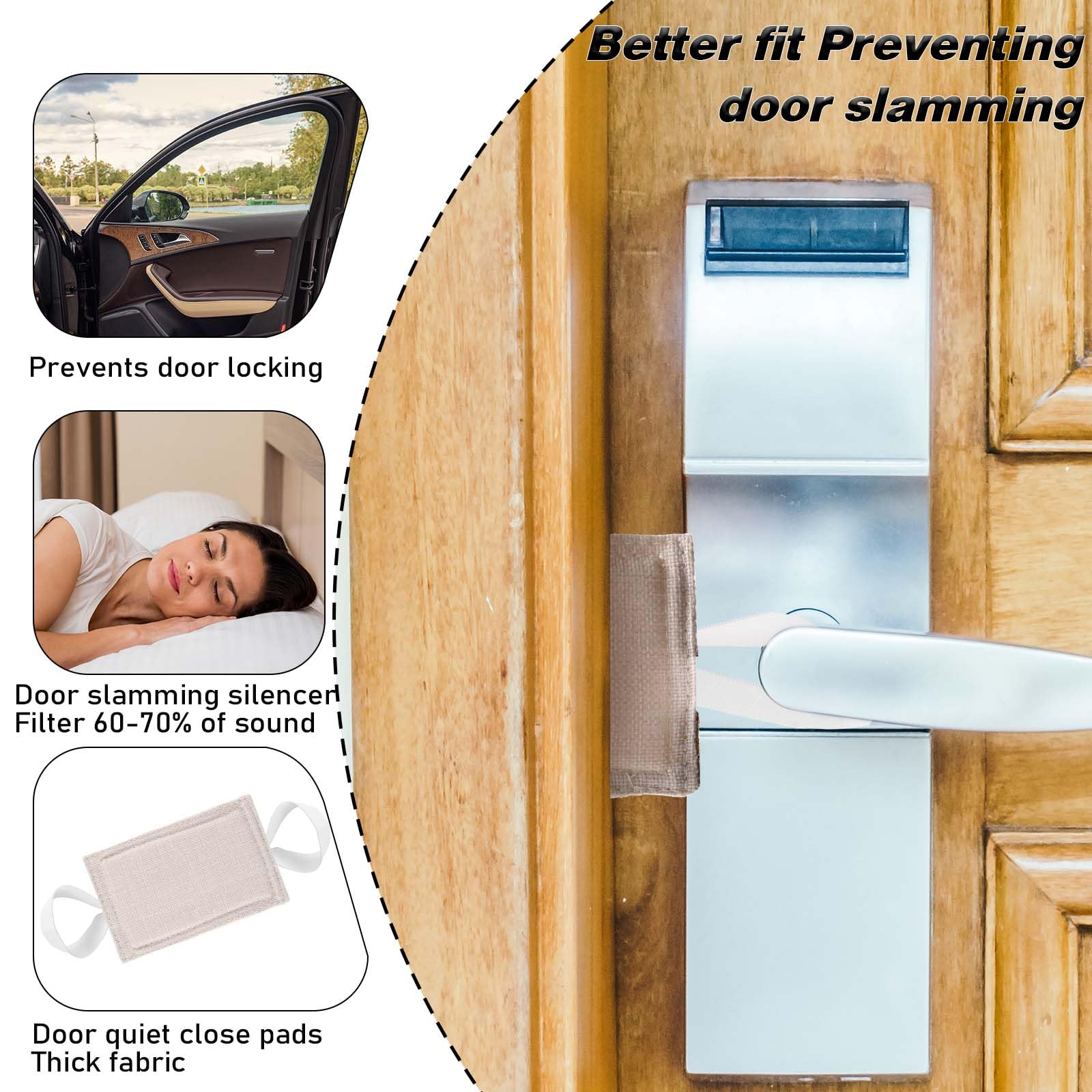 3Pcs Door Silencer Cushion - Noise Reduced for Light Sleepers & Safety (5.5x3.5in) - Bedroom & Office Use