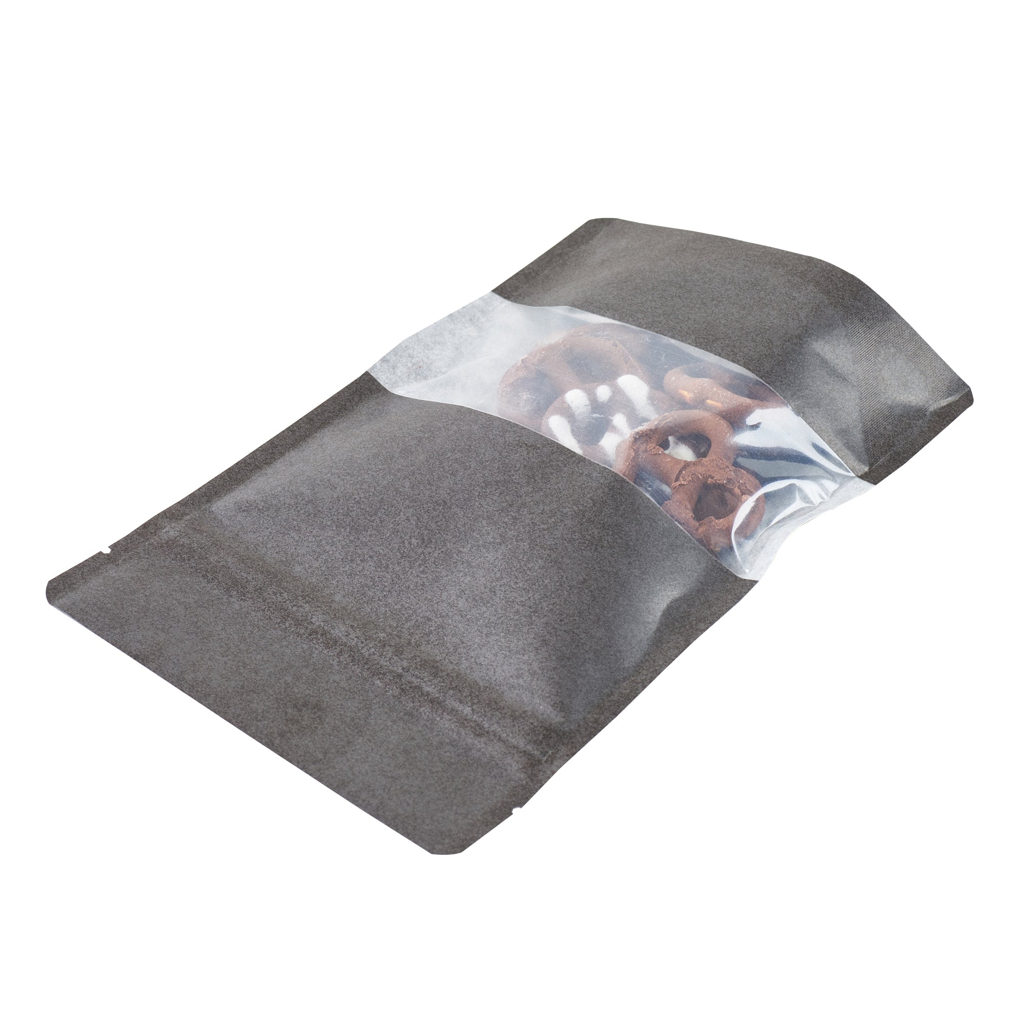 Bag Tek Black Plastic Small Window Bags - Heat Sealable, 7 x 4 3/4 x 1 1/2 Inches - Pack of 100 - Perfect for Retail Packaging, Bakery Goods & Small Item Storage