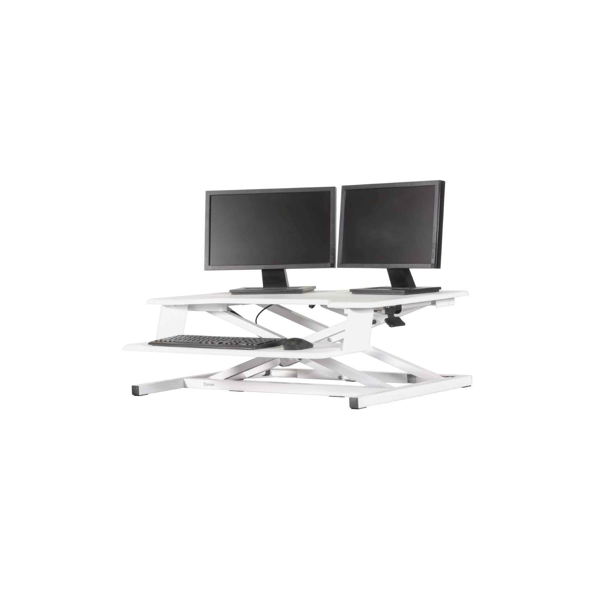 Kantek Adjustable Sit to Stand Desktop Riser - Ergonomic Height Adjustable Monitor Stand for Home & Office (STS900W, White) | Perfect for Dual Monitor Setup & Improving Posture