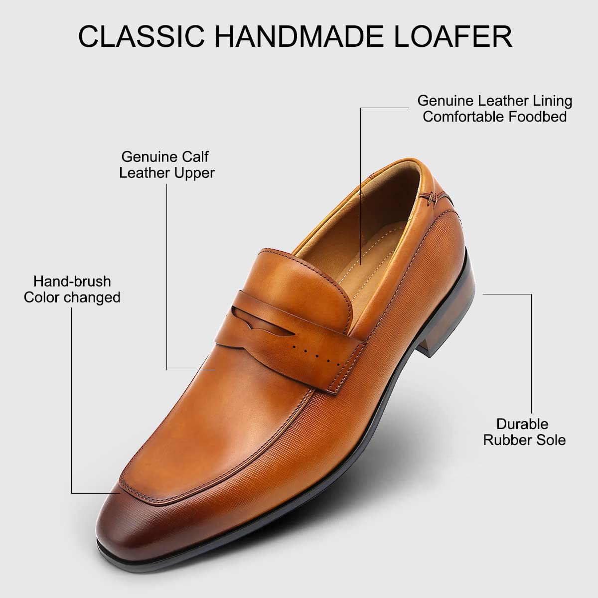 Men's Slip-On Oxford Dress Shoes - Classic Handmade Calfskin Leather for Formal & Business Occasions | Comfortable & Compact Fit | Foot Shaping Design for Weddings, Office & Special Events