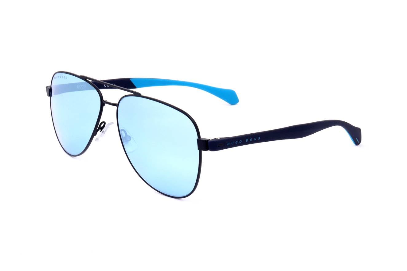 BOSS by Hugo Boss Men's BOSS 1077/S Pilot Sunglasses - Matte Blue Frame, 60mm Lens, 14mm Bridge - Stylish Aviator Shades for Driving, Travel & Outdoor Activities