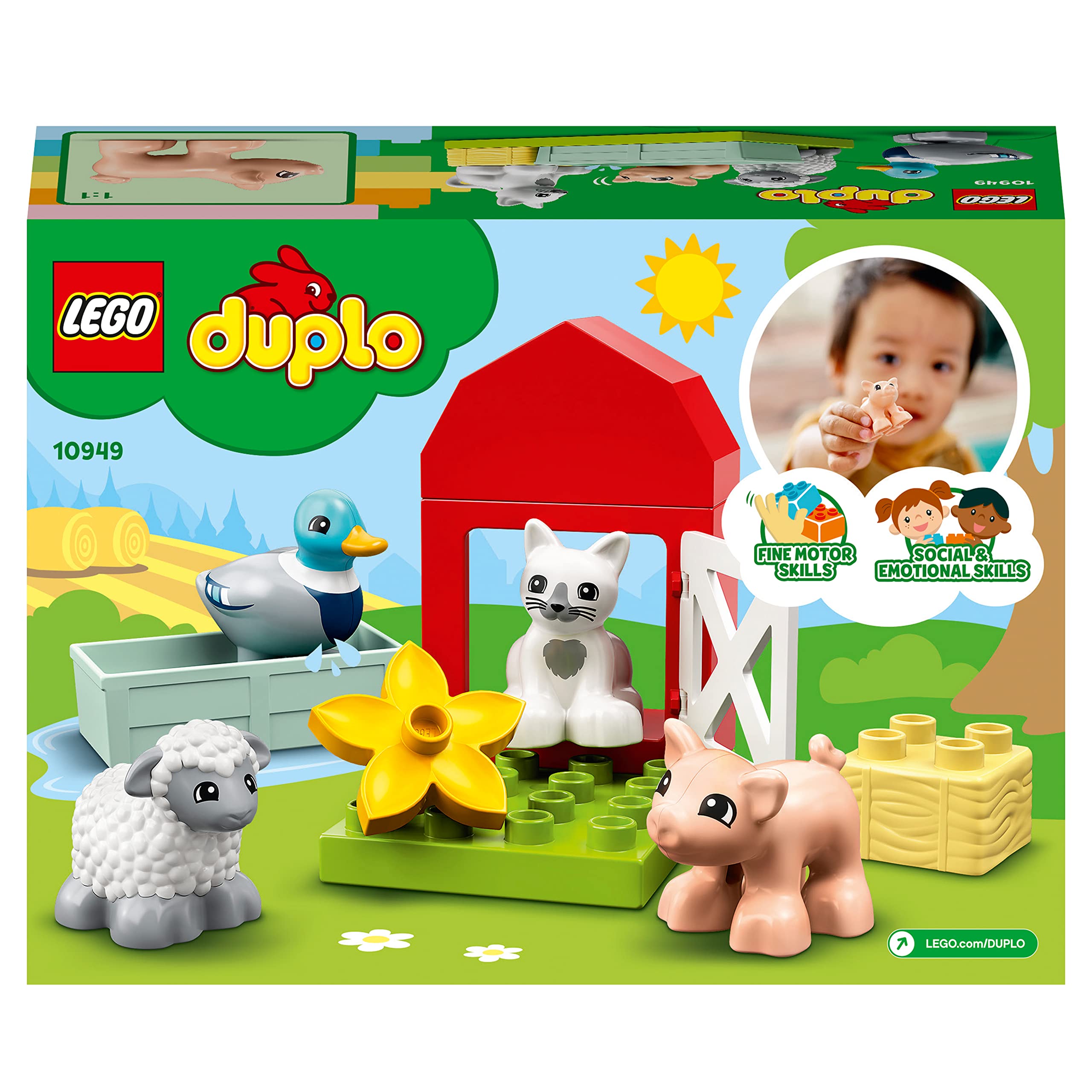 LEGO 10949 Duplo Town Farm Animals Toy for Toddlers Ages 2+ with Animal Figures – Educational Building Blocks for Preschoolers & Fun Farm Playset for Kids