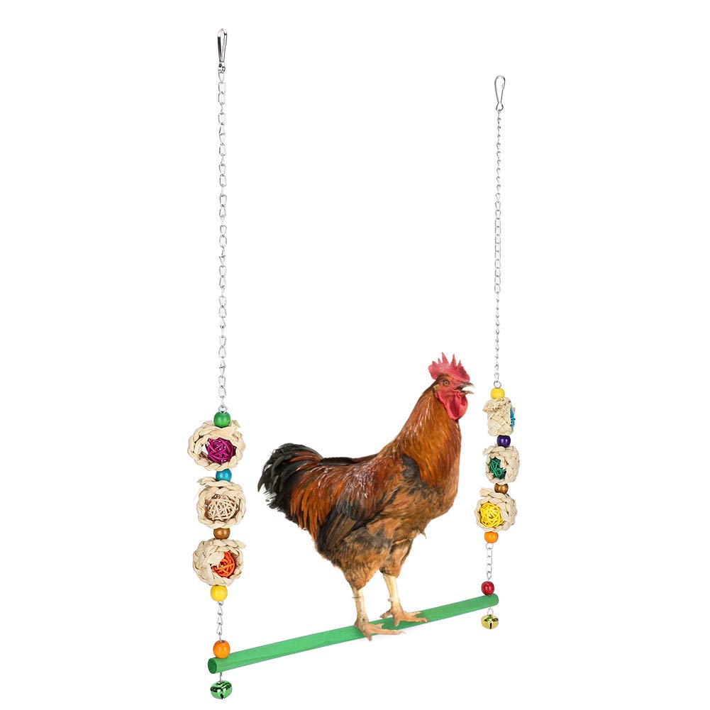 Durable Wooden Parrot Swing Stand - Large Chicken Swing for Pet Birds, Safe Chewing & Biting Toy - Perfect for Cockatiels, Macaws & Parrots Cage Playtime