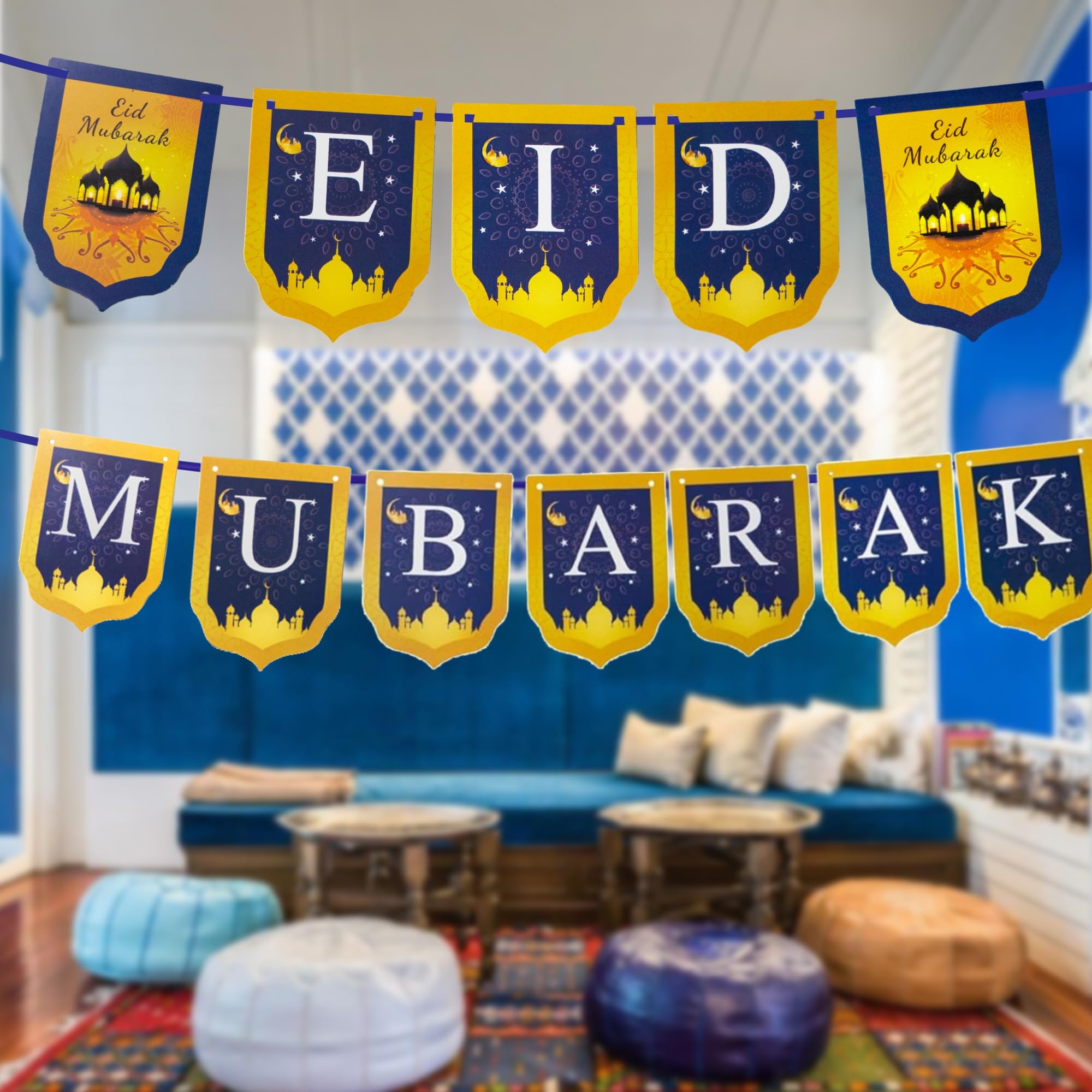 TW SHINE Ramadan Decorations - 138 LED Star Moon String Lights with Remote & 8 Modes, Ramadan Banner for Eid Al-Fitr Party Supplies (USB Powered) - Perfect for Home Decor, Mosque Lighting, and Ramadan Festival Celebrations