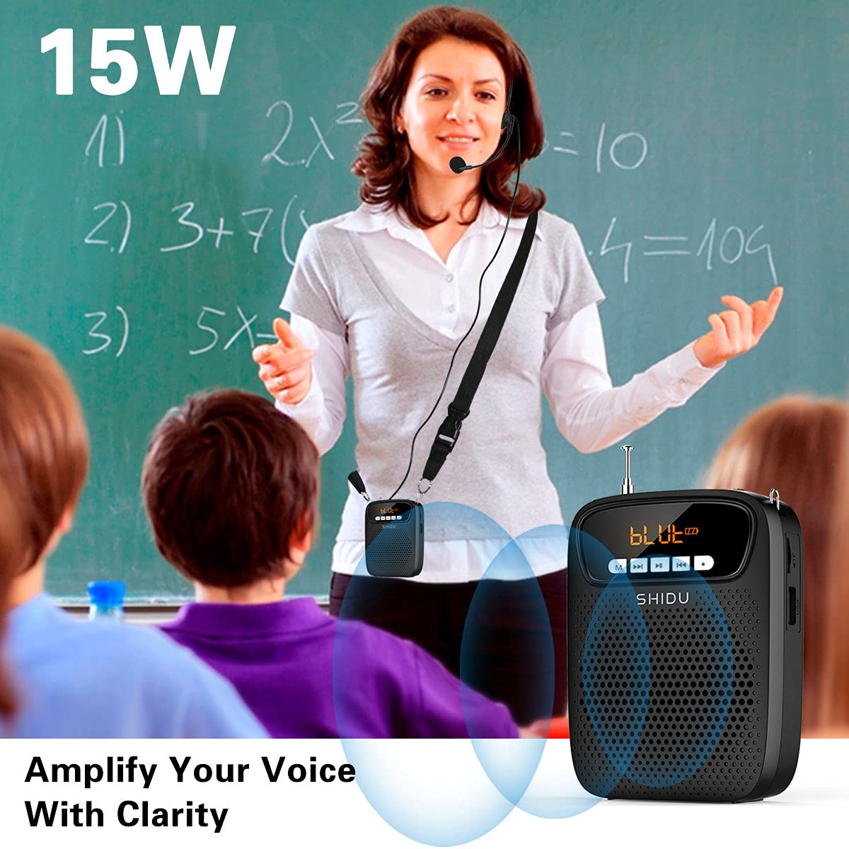 Portable 15W Mini Voice Amplifier with Bluetooth, FM Radio & MP3 - Rechargeable Wireless Speaker for Teachers, Tour Guides, Presentations & Outdoor Events