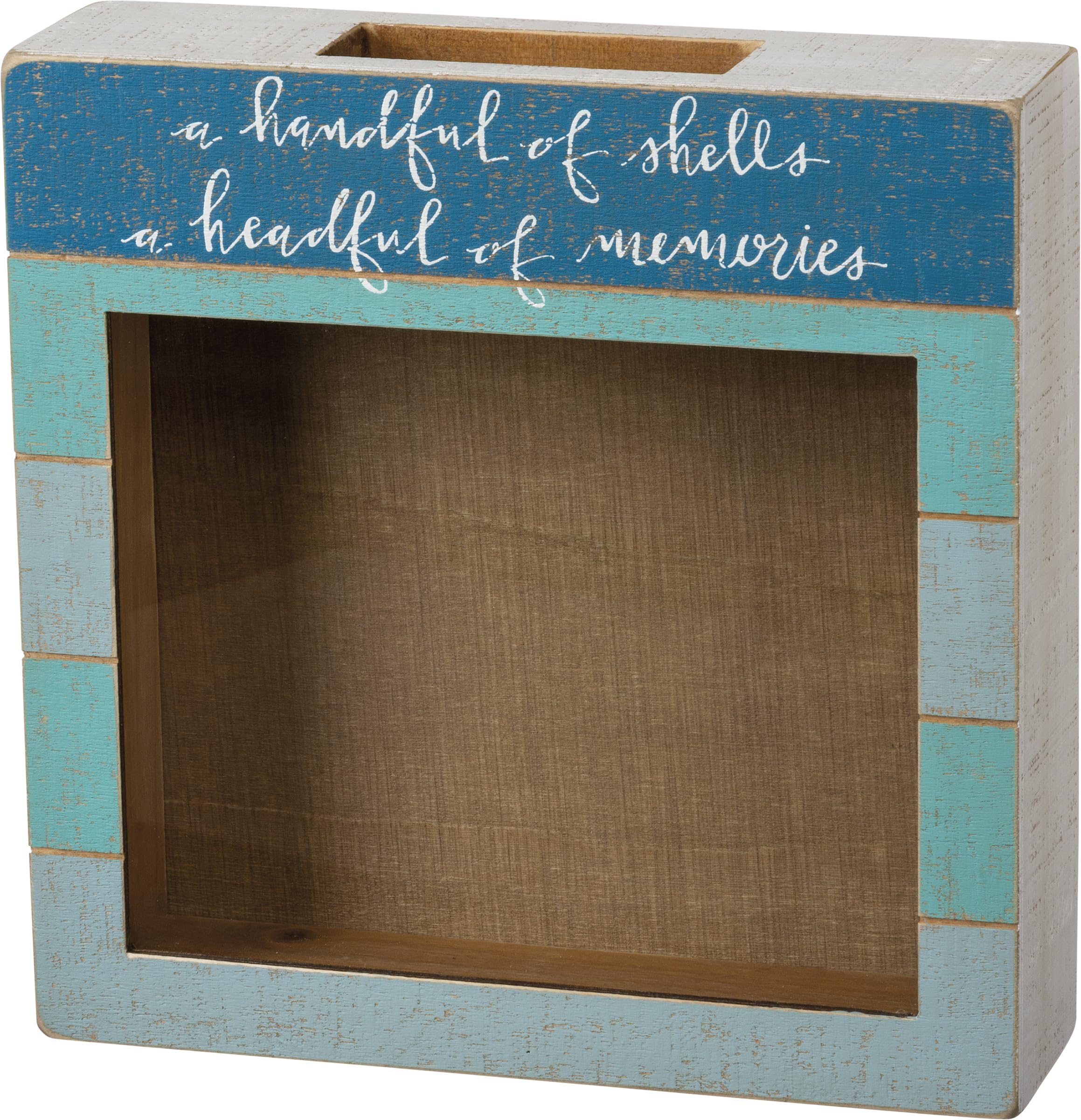 Primitives by Kathy Seashell Holder - Coastal Beach Decor, Glass Display Jar for Shells, Nautical Treasure Box - Perfect for Bathroom, Bedroom & Beach House Decor