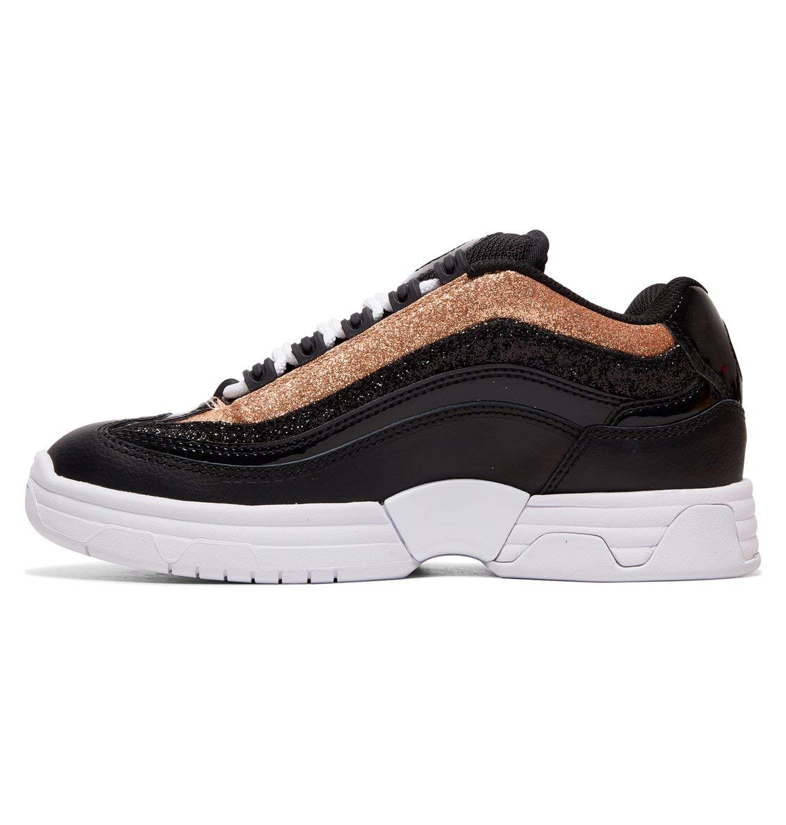 DC Shoes Legacy Lite Women's Leather Trainers - Black Gold Sneakers (US Size 5) | Comfortable Casual Shoes for Walking, Gym & Everyday Wear
