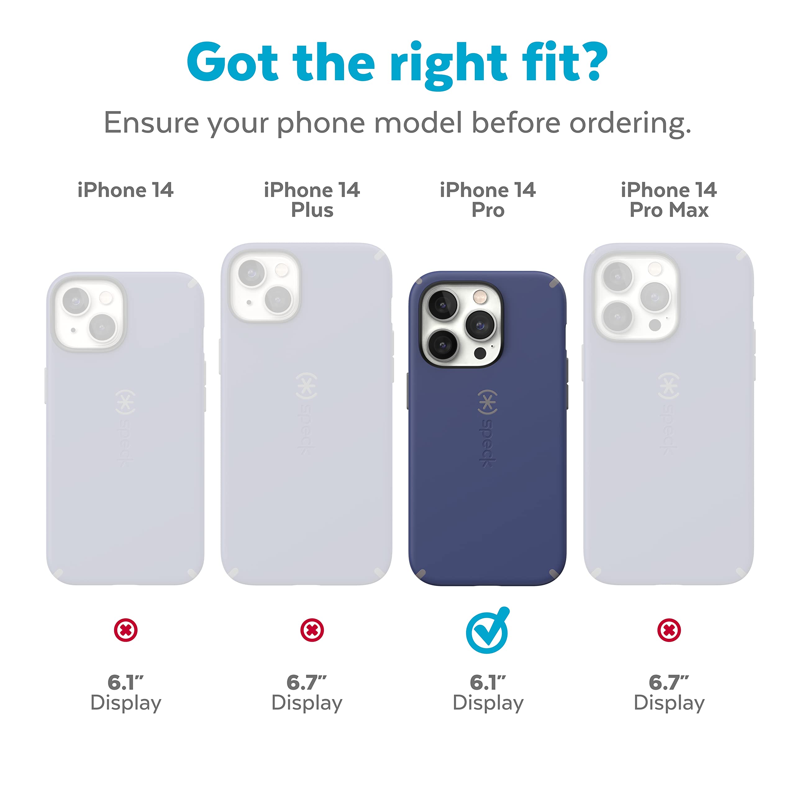 Speck Clear iPhone 14 Pro Case - Slim Protective Cover with MagSafe Compatibility | Scratch & Drop Resistant | Anti-Yellowing Technology | Dual Layer Platinum Glitter GemShell Design | Perfect for Everyday Use, Travel & Work Protection (6.1