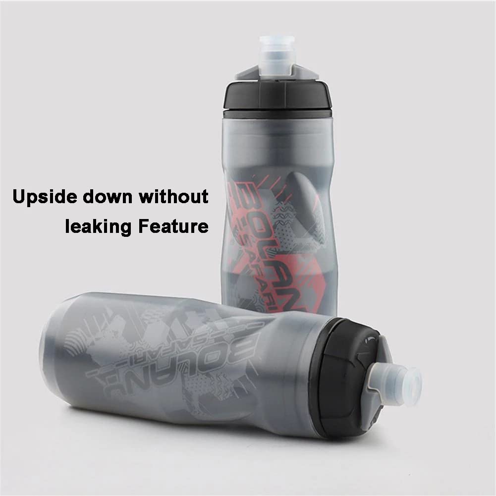 **20oz Insulated BPA-Free Squeeze Water Bottle for Sports & Outdoor Activities - Leakproof Handheld Squirt Bottle for Running, Cycling, Hiking, Gym Workouts (Black Blue)**
