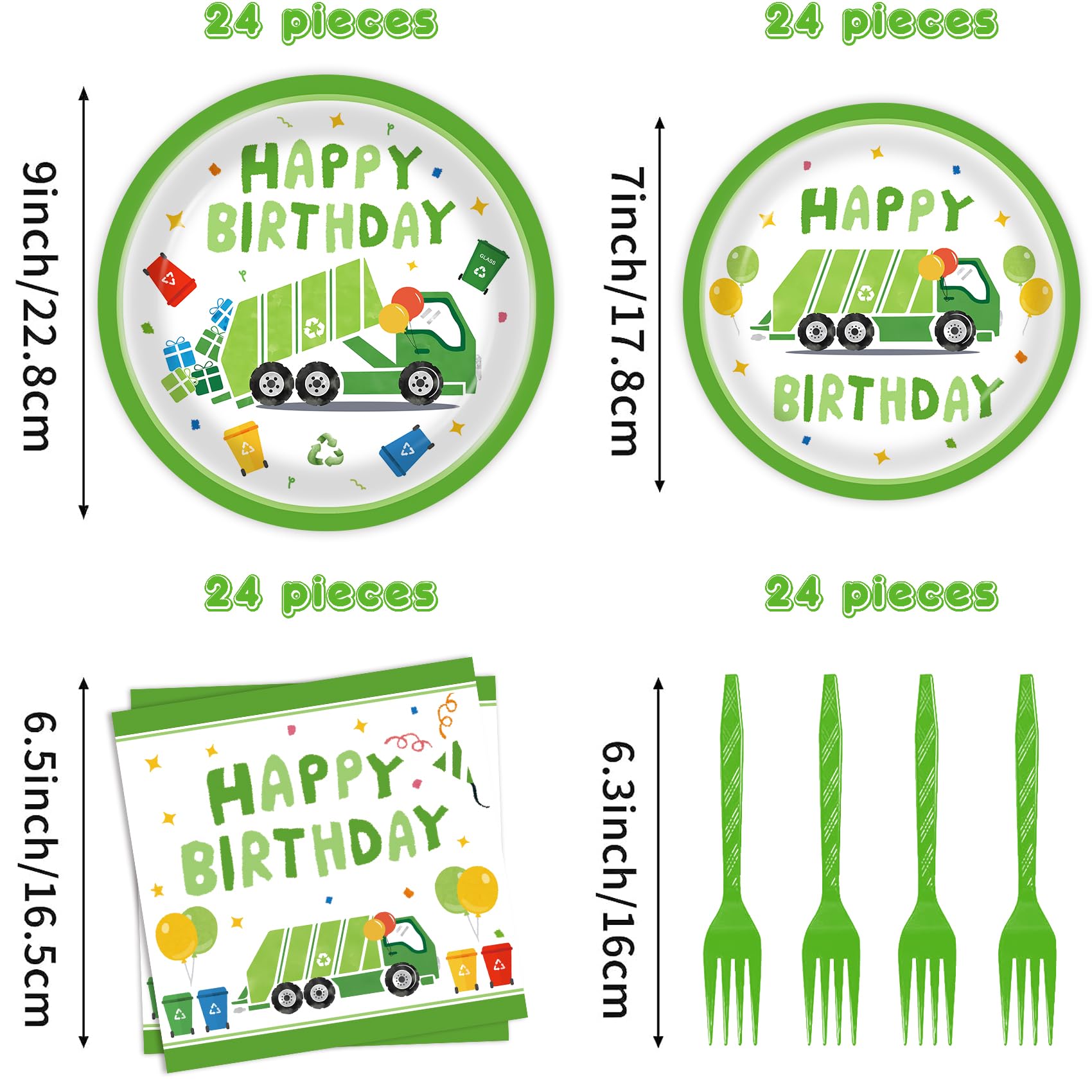 96 Pcs Garbage Truck Themed Paper Plates - Fun Garbage Truck Birthday Party Supplies & Decorations for Kids - Perfect for Garbage Truck Themed Parties, Birthday Favors, and Kids' Celebrations
