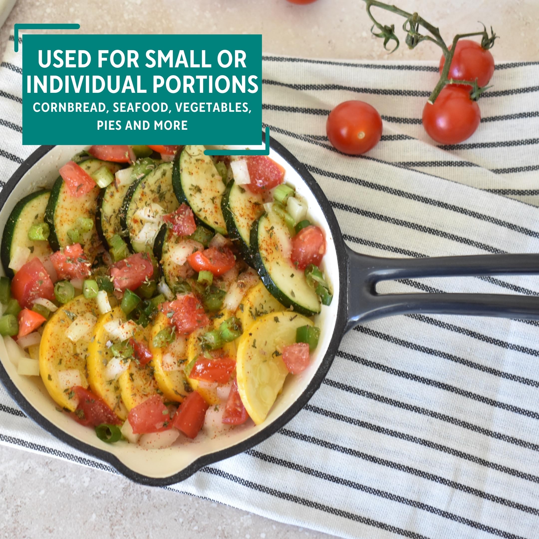 Mirror 6 Inch Cast Iron Enamel Skillet - Pre-Seasoned Gray Dutch Oven for Stovetop, Oven & Camping - Perfect for Searing, Baking & Frying