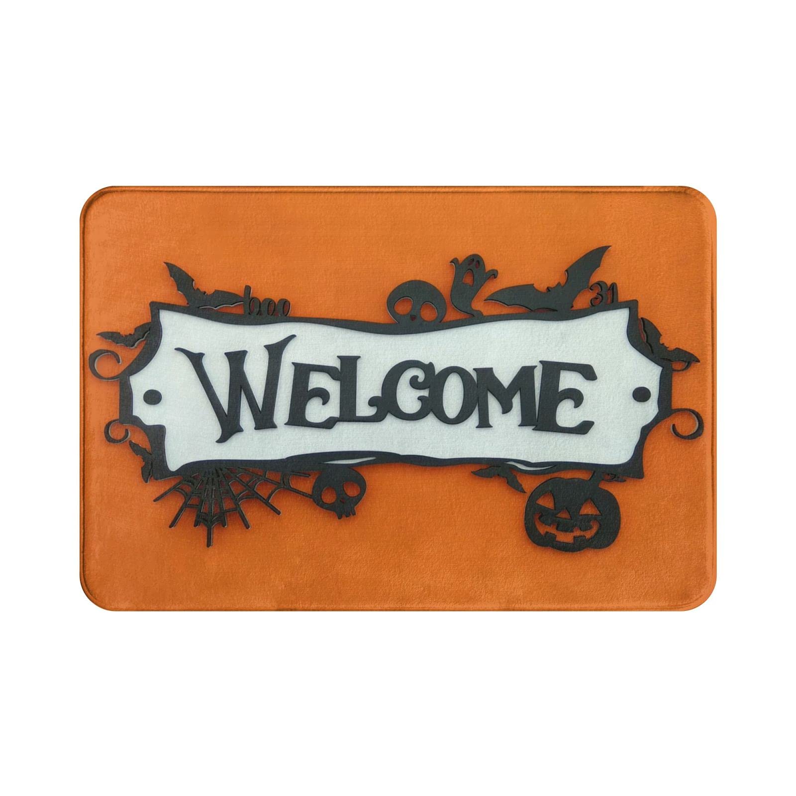Halloween Welcome Doormat - Cartoon Pumpkin Ghost Print Non-Slip Rug for Indoor/Outdoor Use - 23.6x15.7 Inch Durable Front Door Mat for Porch, Bathroom & Home Entrance - Perfect for Halloween Decor & Seasonal Home Decorations