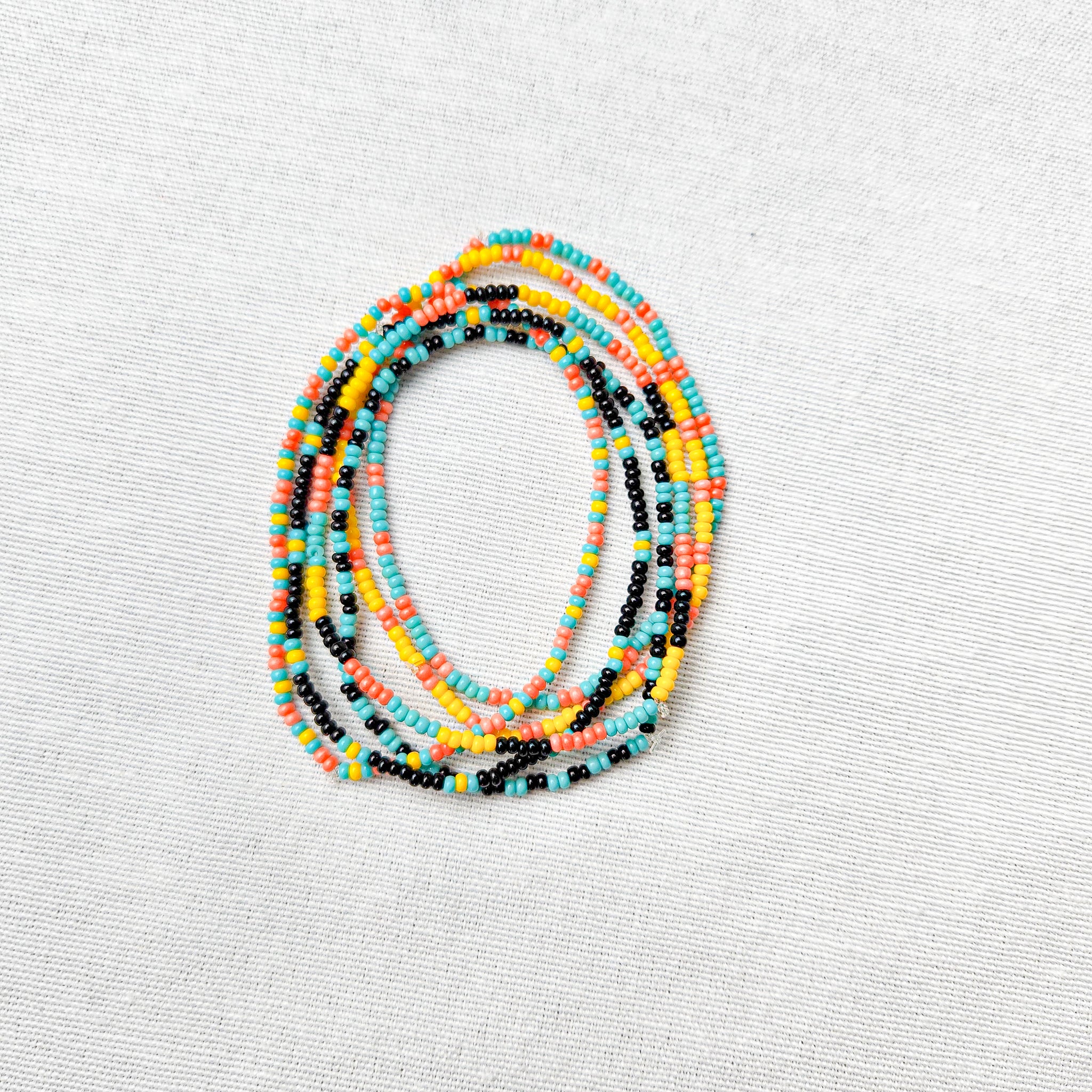 Colorful Confetti Seed Bead Bracelets Set of 6 - Stylish Handmade Beaded Jewelry for Women & Teens - Perfect for Parties, Festivals & Everyday Wear