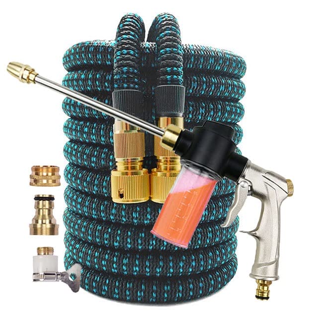 50ft Expandable Garden Hose with Spray Nozzle - High Pressure Flexible Water Hose for Gardening, Car Washing, Lawn Irrigation & Outdoor Cleaning (Color: Green) - Perfect for Yard Maintenance, Plant Watering and Home Cleaning Tasks