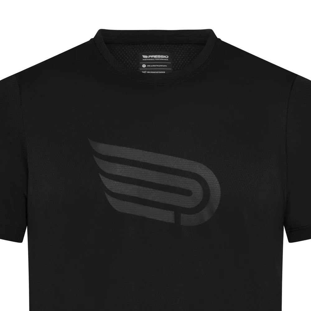 Pressio Men's Performance Short Sleeve Top - Black/Matte - Breathable & Moisture-Wicking for Gym, Running & Outdoor Activities