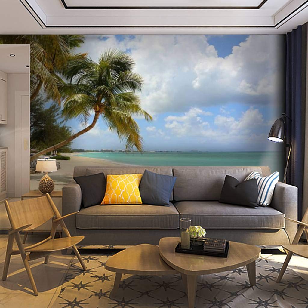 Self-Adhesive Removable Caribbean Beach Wallpaper Mural - Peel & Stick Wall Decor for Living Room, Bedroom, Home & Office | Easy DIY Home Craft Decal & Wall Sticker