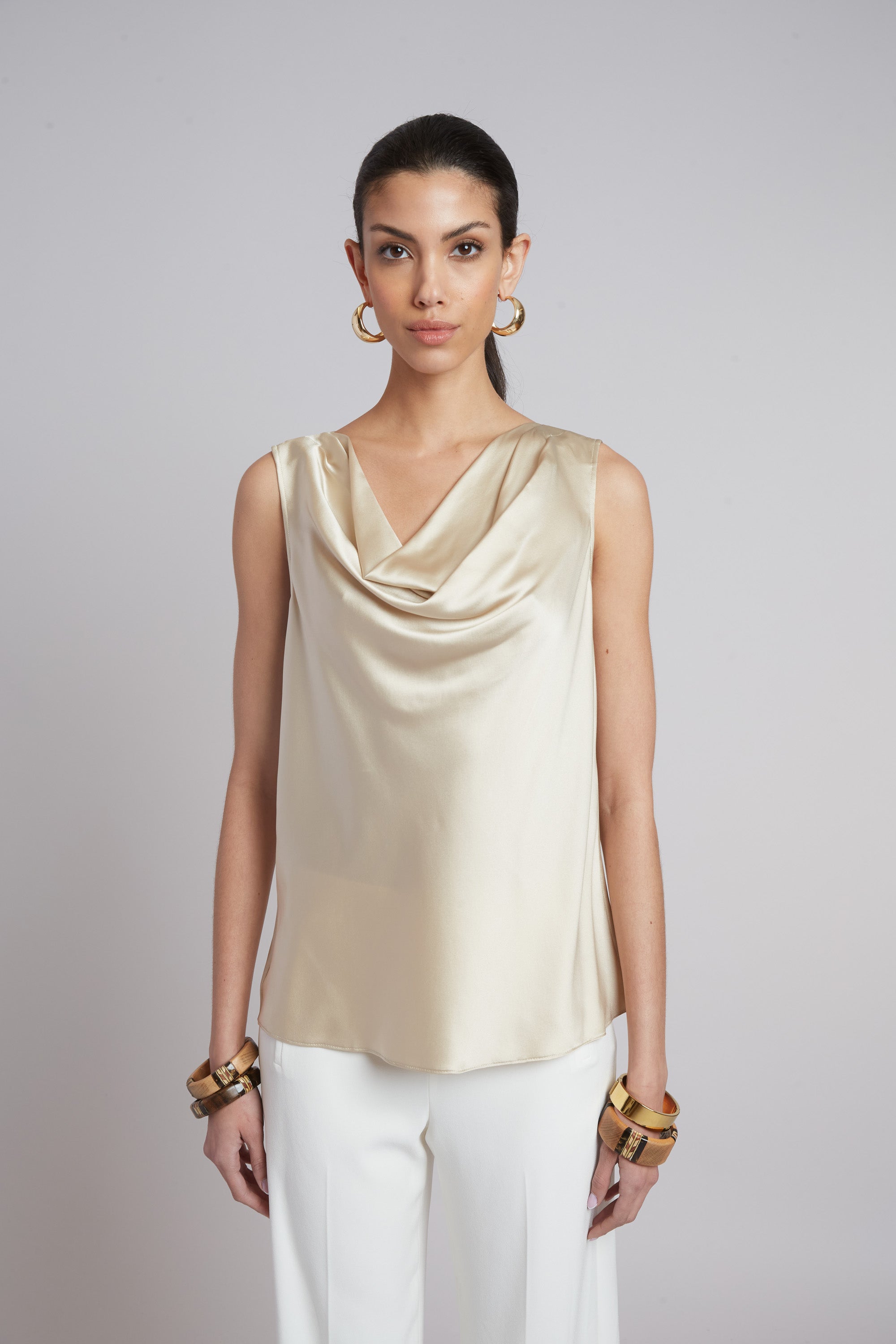 Silk Cowl Neck Blouse for Women - Elegant & Comfortable Tops for Work, Party & Evening Wear