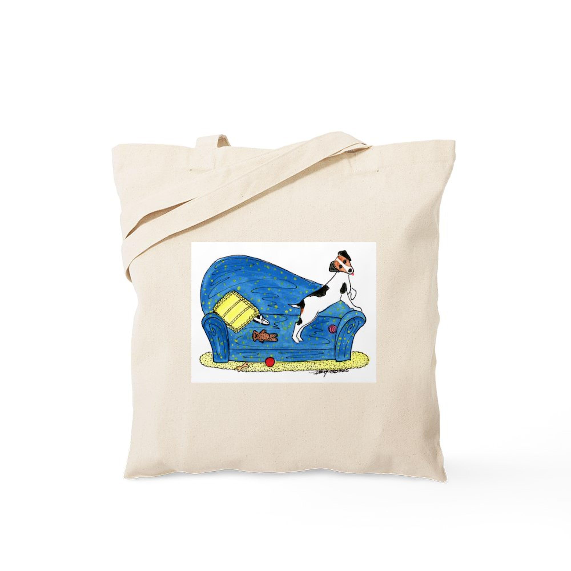 Jack Russell Terrier Tote Bag - Natural Canvas Reusable Shopping Bag for Groceries, Beach & Everyday Use | Eco-Friendly & Durable