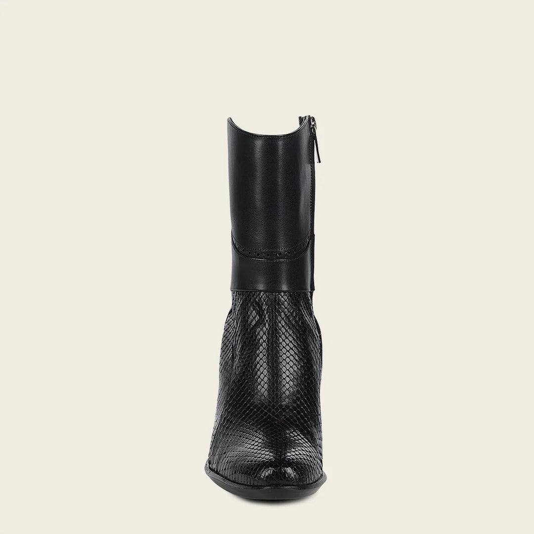 Franco Cuadra Women's Black Casual Fashion Python Skin Ankle Boots - 4G3PMTS - Perfect for Everyday Wear, Office & Night Out