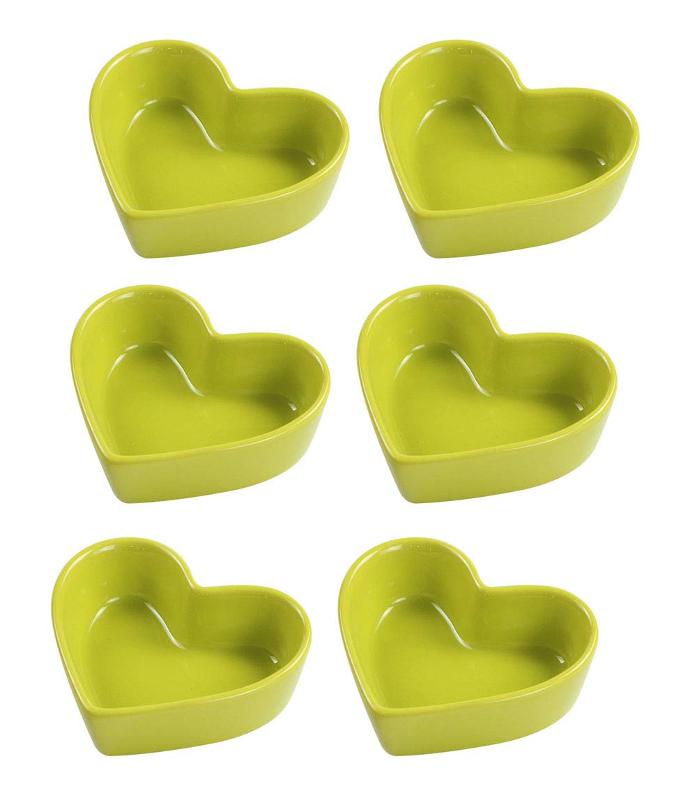 FUYU Heart Shaped Ceramic Ramekin Bowls - 4-Piece Set for Souffle, Pudding, Snacks & Dips | Oven-Safe Mini Serving Dishes for Valentine's Day, Parties & Romantic Dinners