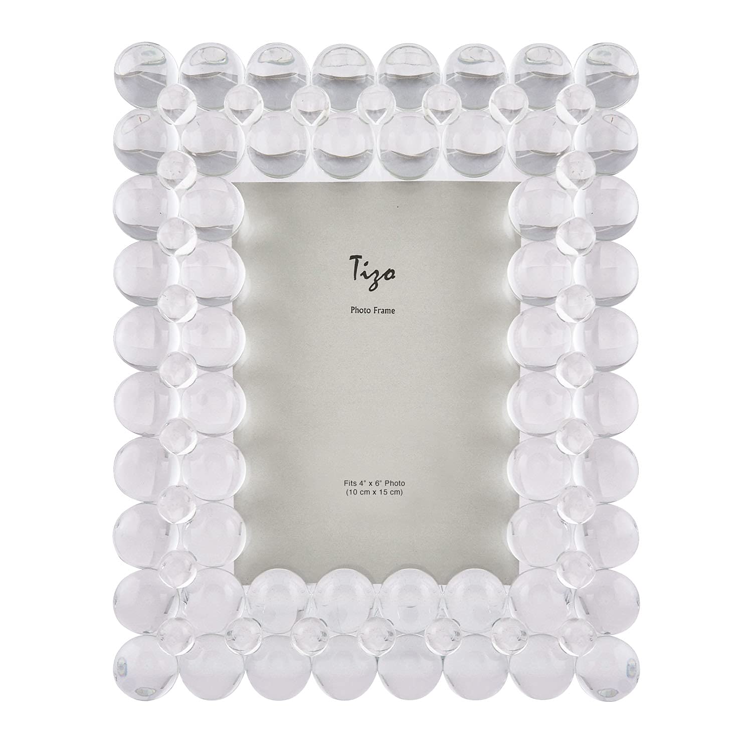 TIZO Design 4x6 Crystal Clear Glass Picture Frame - Premium Quality Photo Display for Wall or Tabletop - Perfect for Wedding Photos, Family Portraits & Home Decor (Bubbles)
