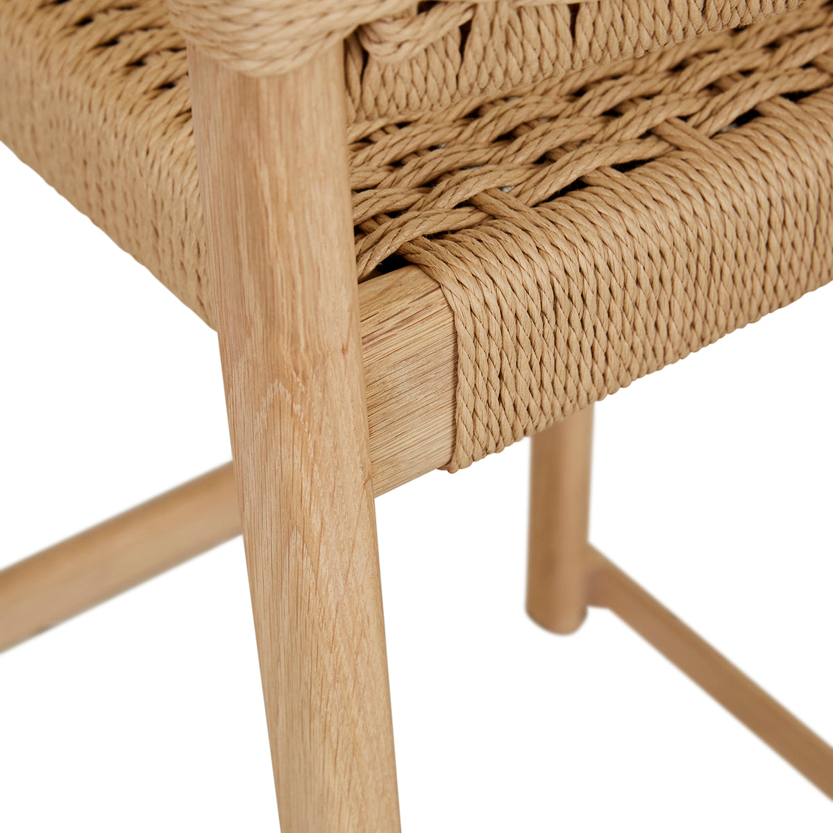 Anton Paper Cord Bar Stool - Natural Woven Seat, Adjustable Height, Modern Kitchen & Dining Room Furniture for Home, Bar, Cafe, and Restaurant Use
