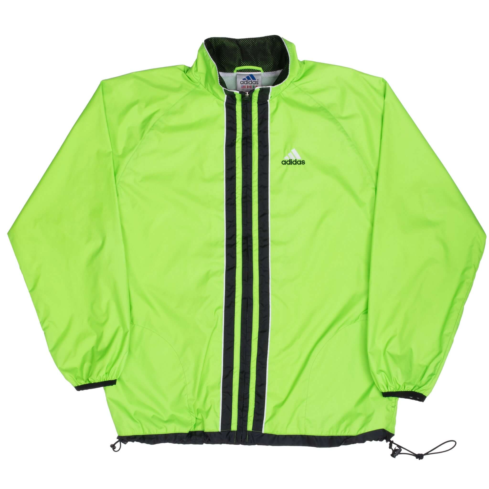 Vintage Adidas Neon Green Windbreaker Jacket 1990s Large - Retro 90s Running & Streetwear Style for Men & Women - Perfect for Jogging, Gym & Casual Outfits