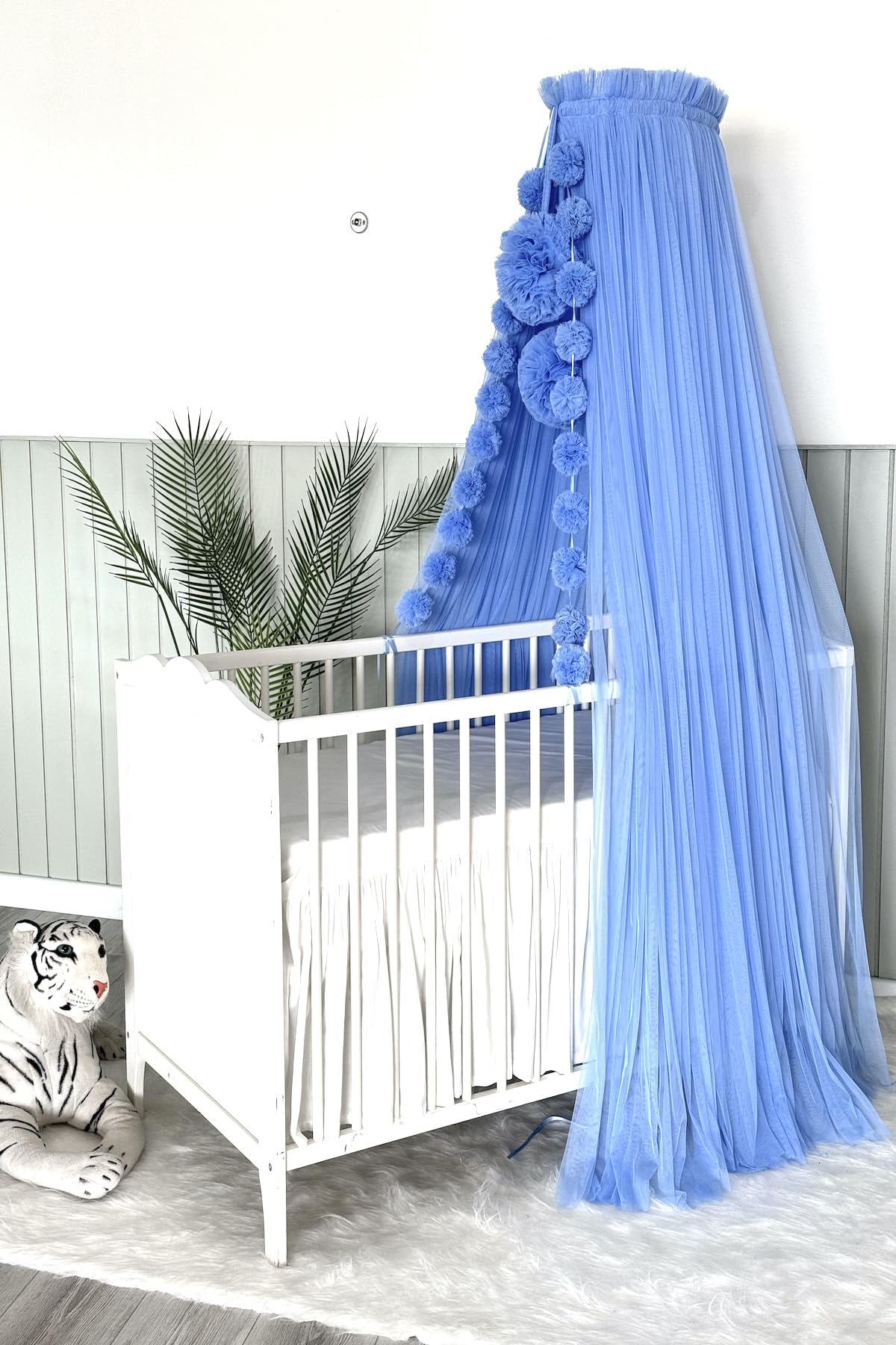 **Baby Bed Canopy for Crib - Princess Mosquito Net with Premium Tulle, Nursery Room Decor for Girls & Boys - Perfect for Bedroom, Nursery, or Birthday Party Decorations (Blue)**