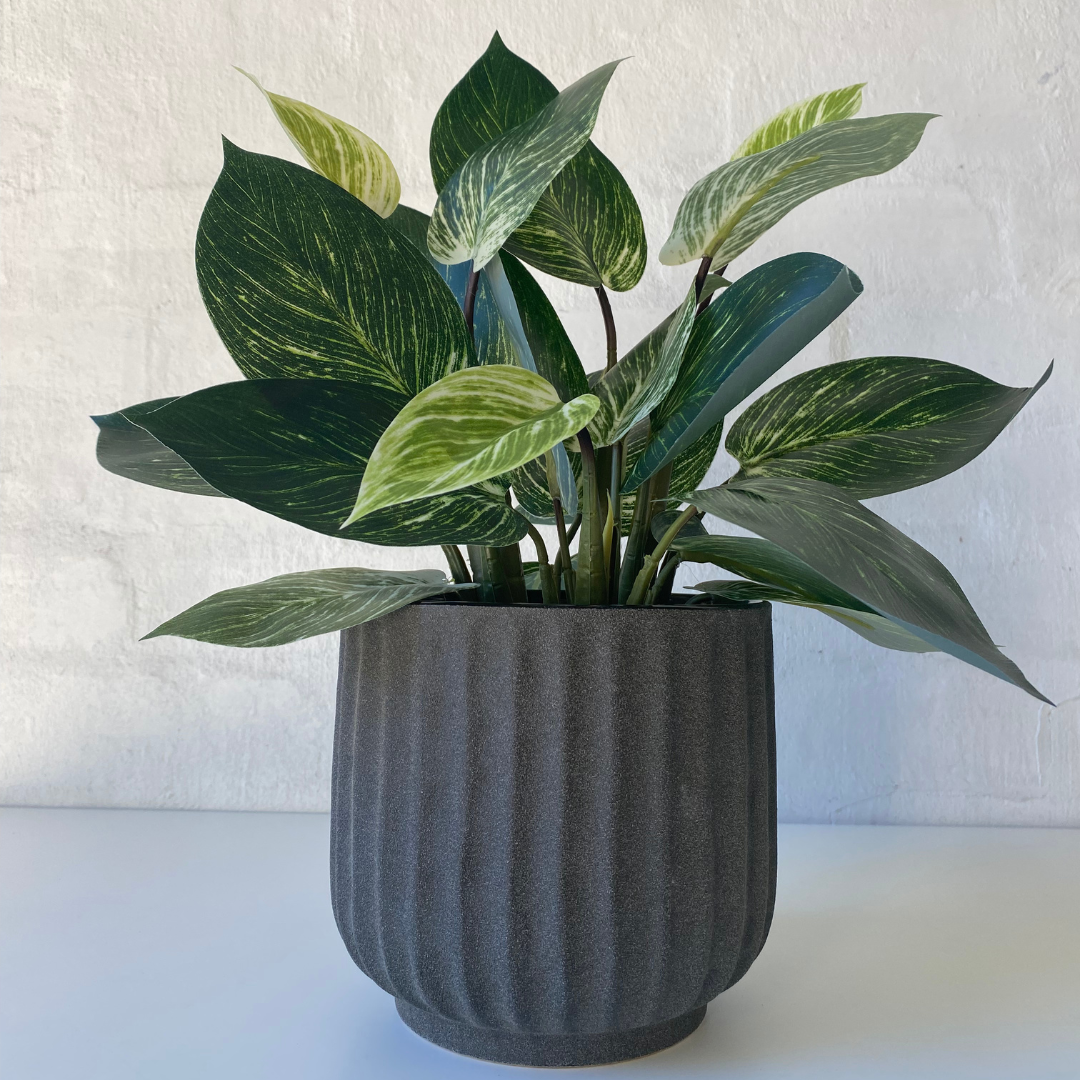 Artificial Philodendron Birkin Plant - Realistic Fake Indoor Houseplant for Home Decor, Office, Living Room, Bedroom - Low Maintenance Faux Greenery