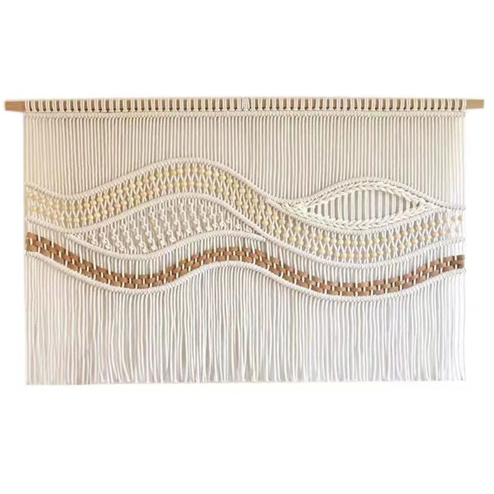Large Boho Macrame Wall Hanging Tapestry - 140x100cm White Woven Fringe Wall Decor for Living Room, Bedroom, Apartment - Perfect for Gallery Walls, Home Decor & Bohemian Interior Design