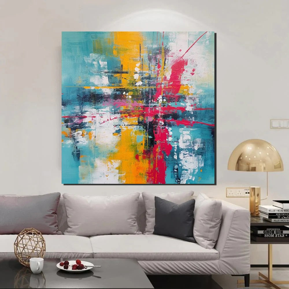 Modern Abstract Acrylic Painting for Dining Room - Contemporary Palette Knife Artwork with Heavy Texture - Extra Large Wall Decor for Home & Office