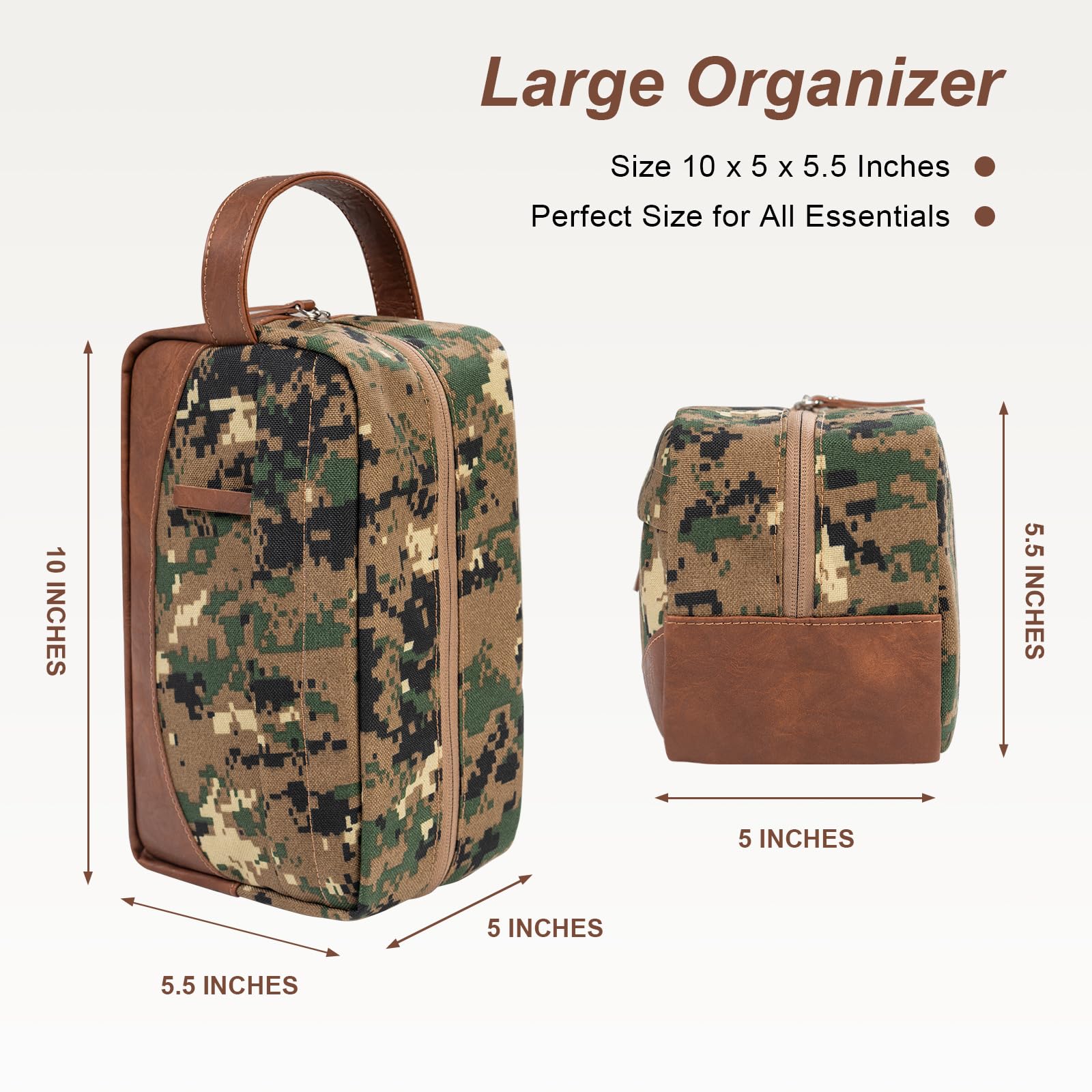 Men's Travel Toiletry Bag - Waterproof Hanging Shaving Kit Organizer with Large Capacity for Toiletries & Travel Accessories (Camo Green) | Perfect for Camping, Gym, Business Trips & Vacation