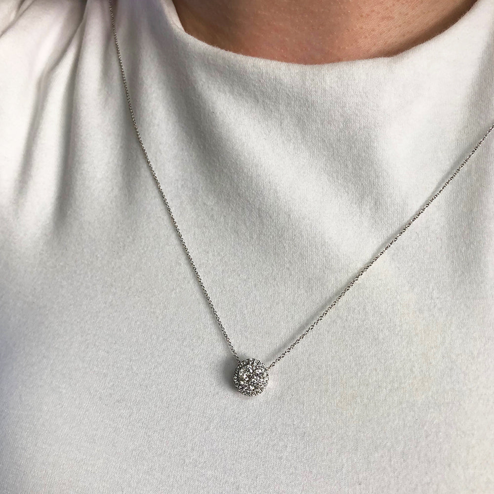 9ct White Gold 1/2 Carat Diamond Cluster Pendant Necklace with 45cm Chain - Elegant Jewelry Gift for Women, Perfect for Weddings, Anniversaries & Special Occasions