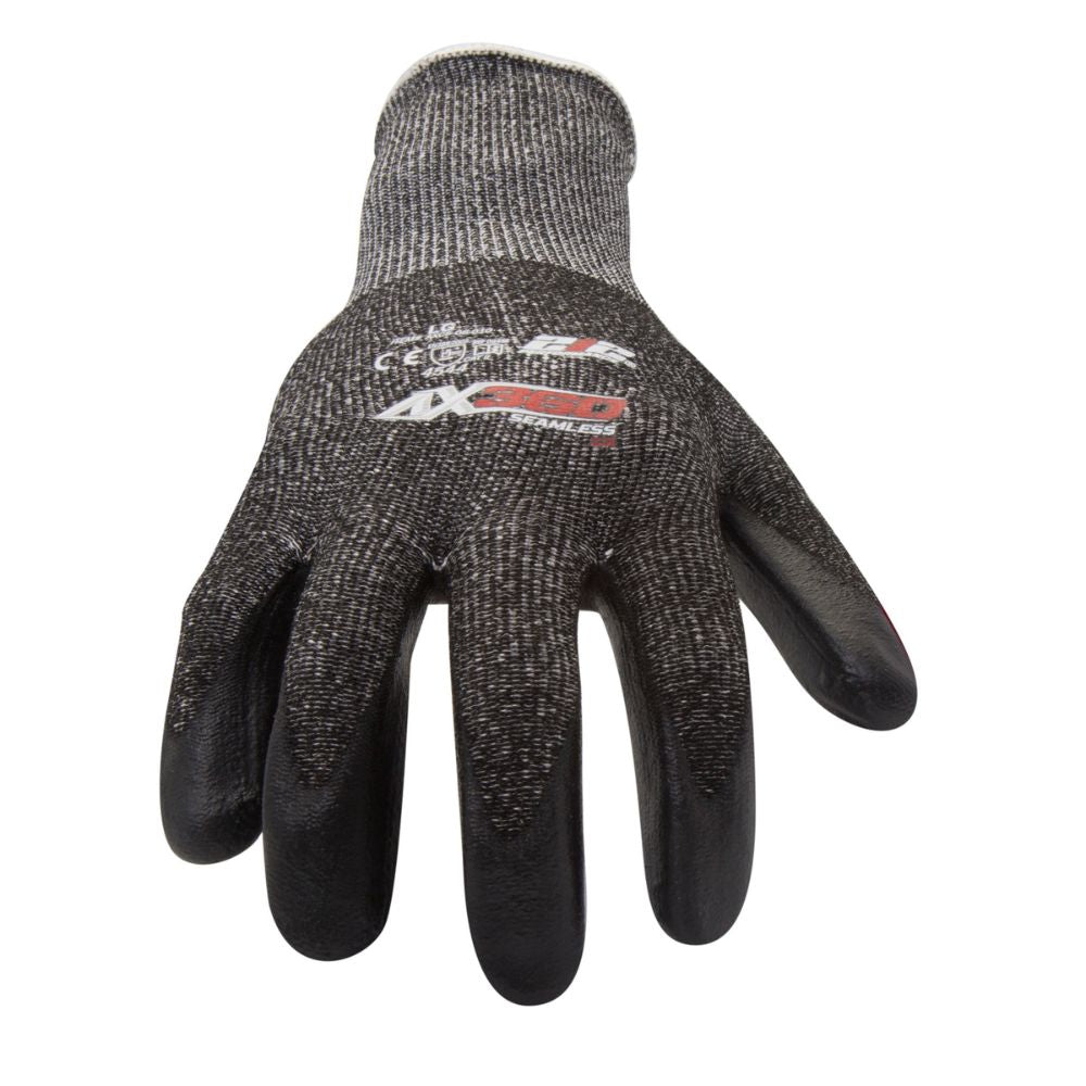 212 Performance AXC5 06 009PR AX360 Foam Nitrile Dipped Cut Resistant Work Gloves (EN Level 5, ANSI A3) - Medium, Black/Gray for Construction, Metal Handling & Industrial Safety