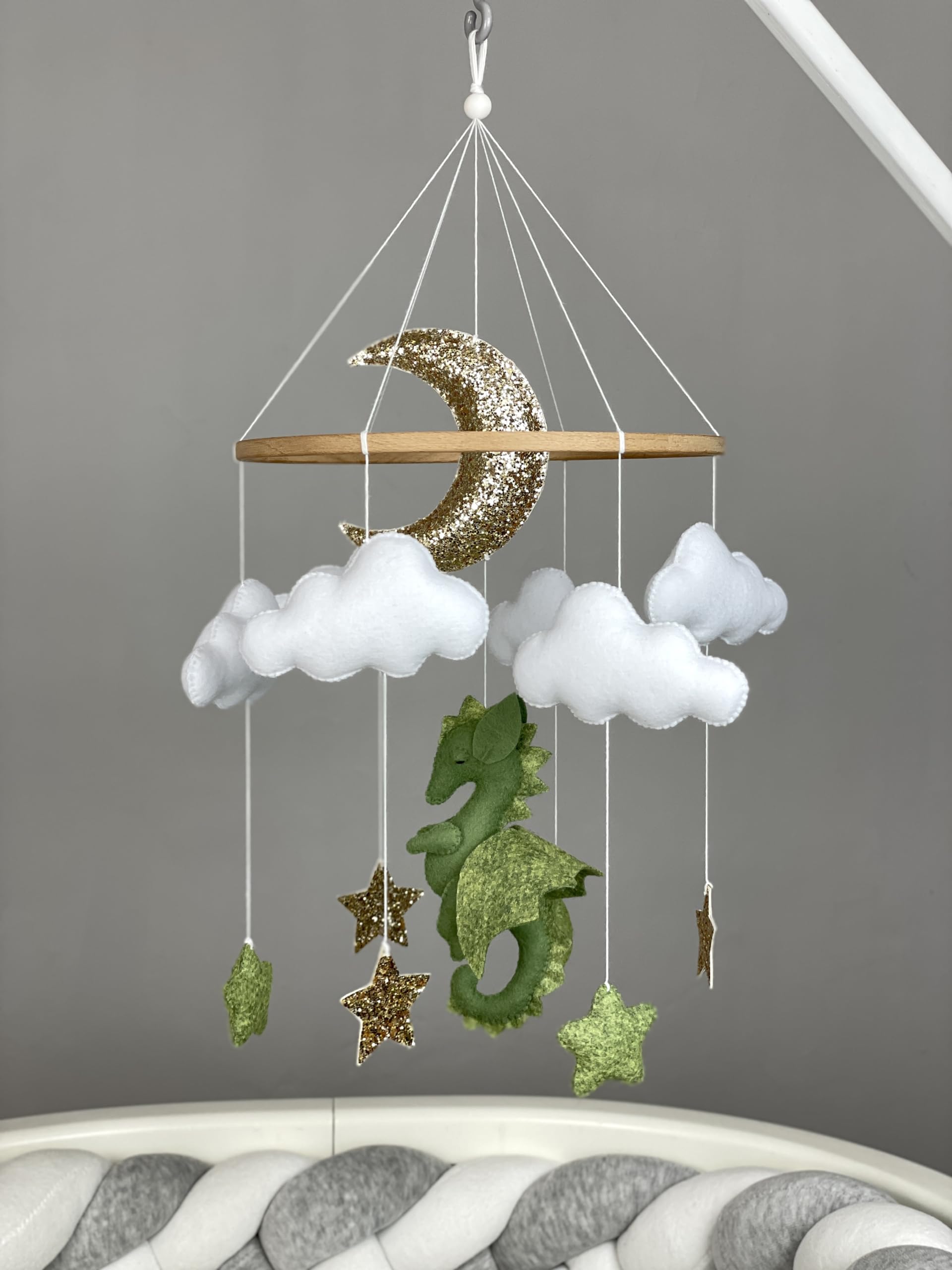 **Neutral Dragon Baby Crib Mobile - Fantasy Nursery Decor for Boys & Girls, Perfect New Baby Gift for Baby Showers & Nursery Themes**
