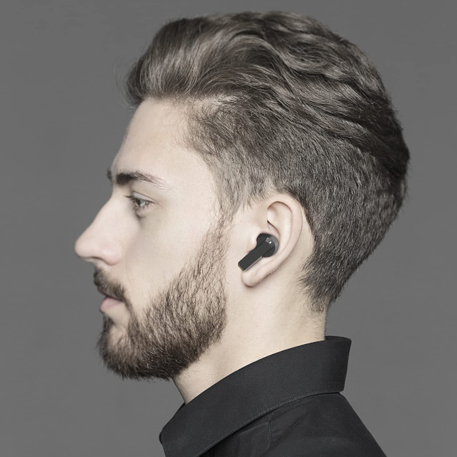 Bluetooth 5.0 Wireless Earbuds with Active Noise Cancelling, Touch Control & Built-in Mic | 320mAh Type-C Charging Case | True Wireless Headphones (Black) - Perfect for Gym, Commuting & Work Calls