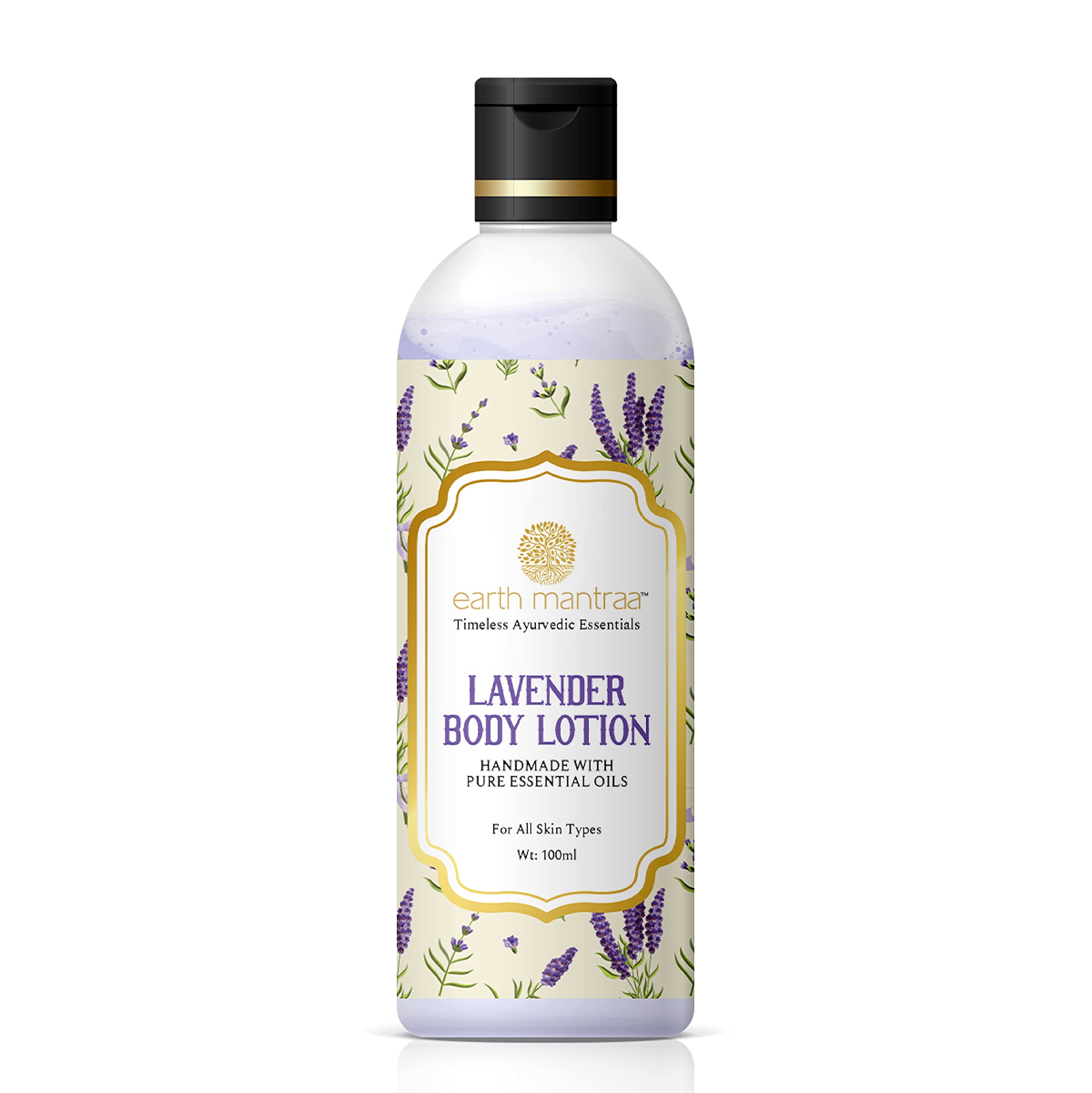 Earth Mantraa Lavender Body Lotion (100ml) - Hydrating & Brightening Moisturizer for All Skin Types | Soothing Dry Skin, Nighttime Relaxation & Daily Skincare Routine