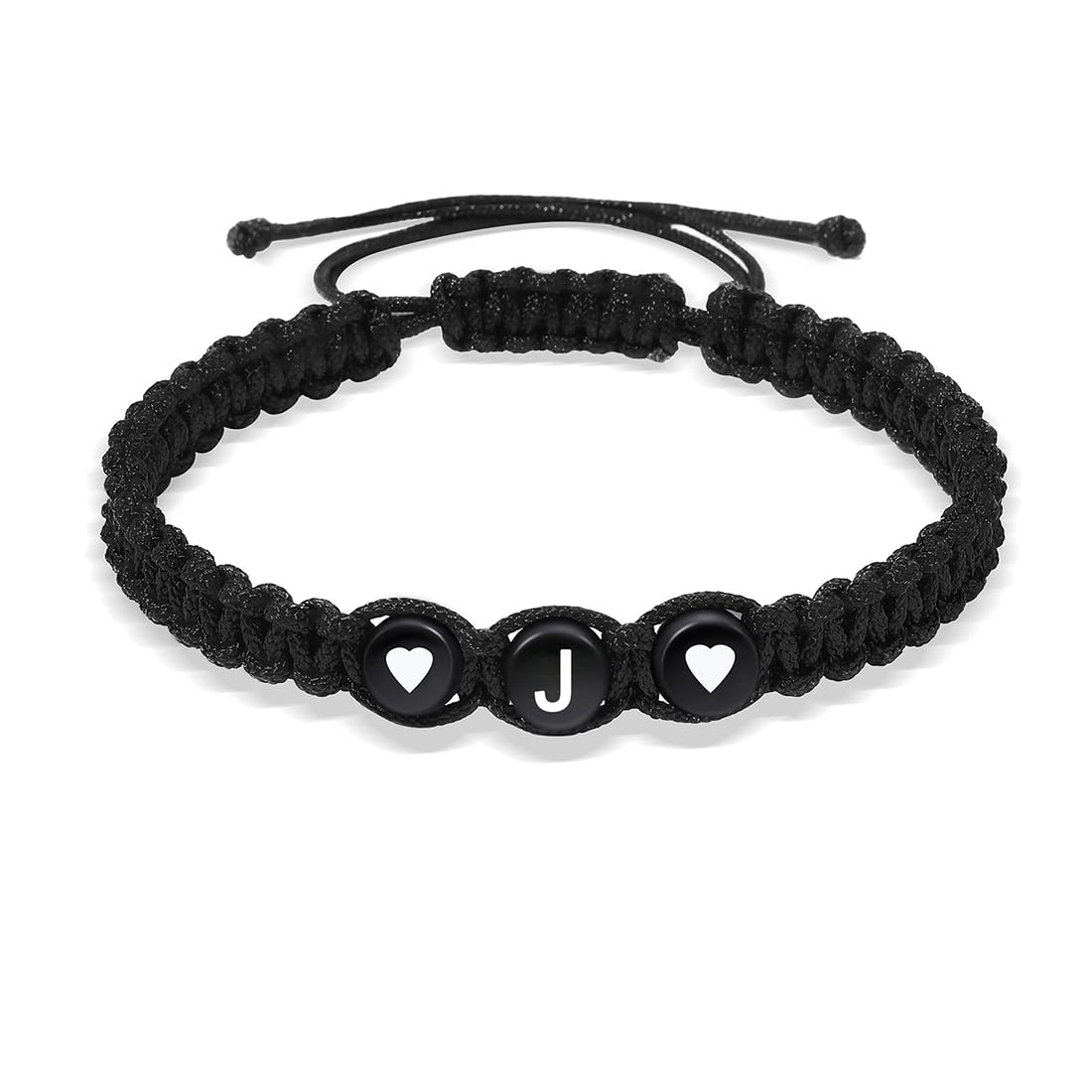 FLTSF.H Initial Bracelets for Women & Men - Handmade Adjustable Letter Rope Braided Bracelet with Heart Link - Personalized Jewelry Gift for Sister, Mom, Daughter, Best Friend - Perfect for Graduation, Friendship & Birthday Celebrations - Wear Daily or for Special Occasions
