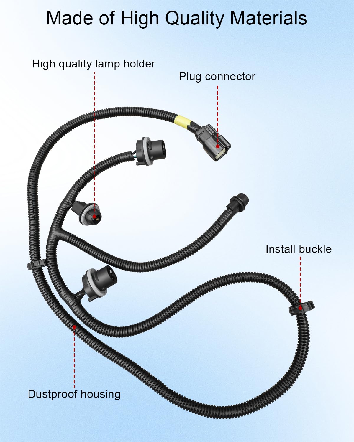 GMC Sierra 1500 2500 3500 2016-2018 Driver Side Tail Light Wiring Harness Replacement - Compatible with OEM Part 23295980, Includes 4 Lamp Holders & 2 Clips - Perfect for DIY Auto Repair & Tail Light Maintenance
