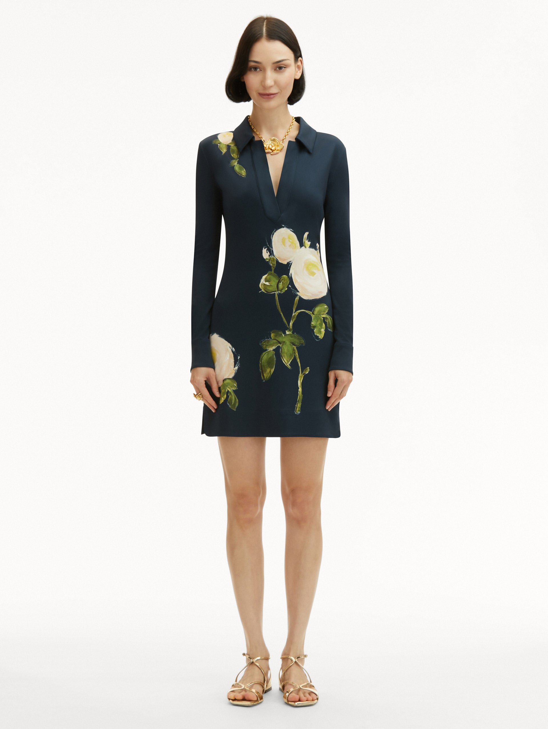Painted Roses Jersey Mini Dress - Floral Print Summer Dress for Women | Perfect for Beach Vacations, Parties & Date Nights