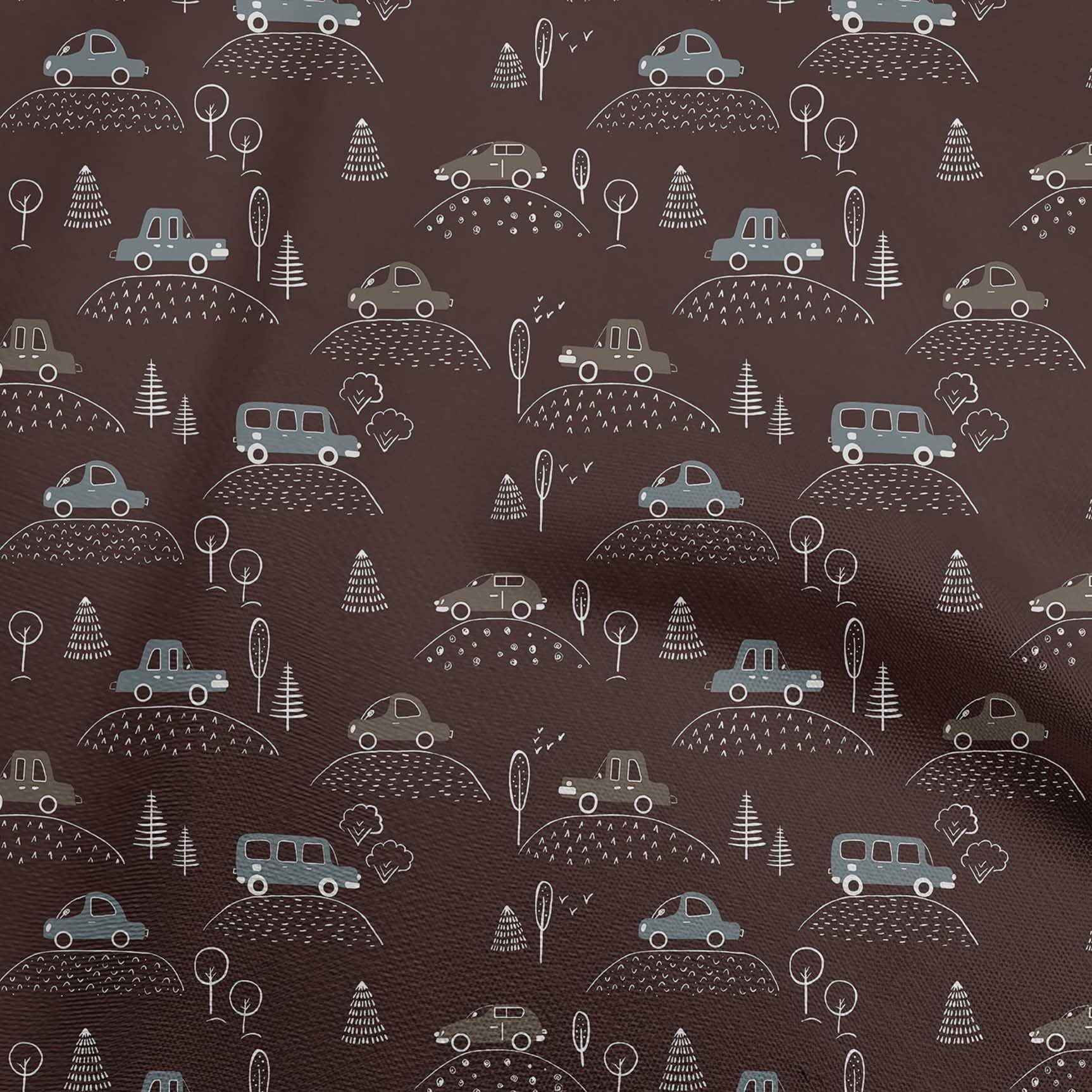 oneOone Polyester Spandex Brown Fabric - 56 Inch Wide Printed Dress Material for Cars & Upholstery | Perfect for DIY Car Seat Covers, Home Decor & Craft Projects