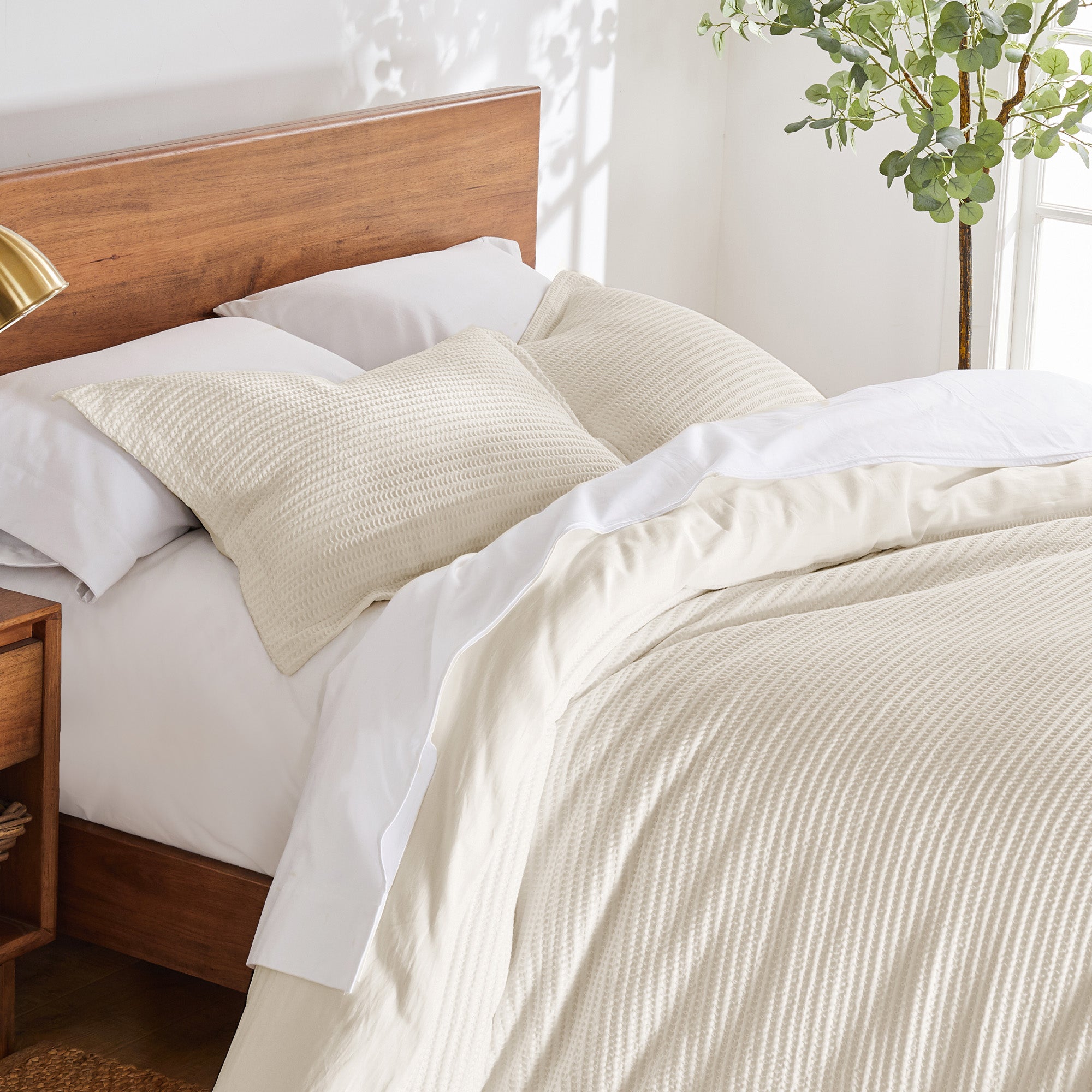 Premium Cloud Waffle Comforter Set - Ultra Soft Breathable Bedding for All Seasons | Cozy Home & Hotel Luxury Bedroom Decor