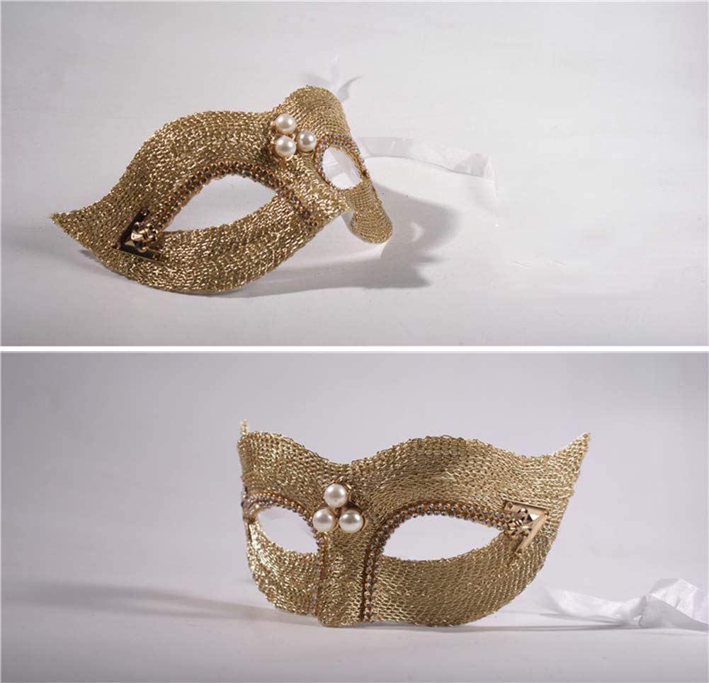 Elegant Golden Venetian Half Face Mask for Halloween & Mardi Gras - Premium Masquerade Eyemask for Costume Parties, Venetian Carnival, and Themed Events