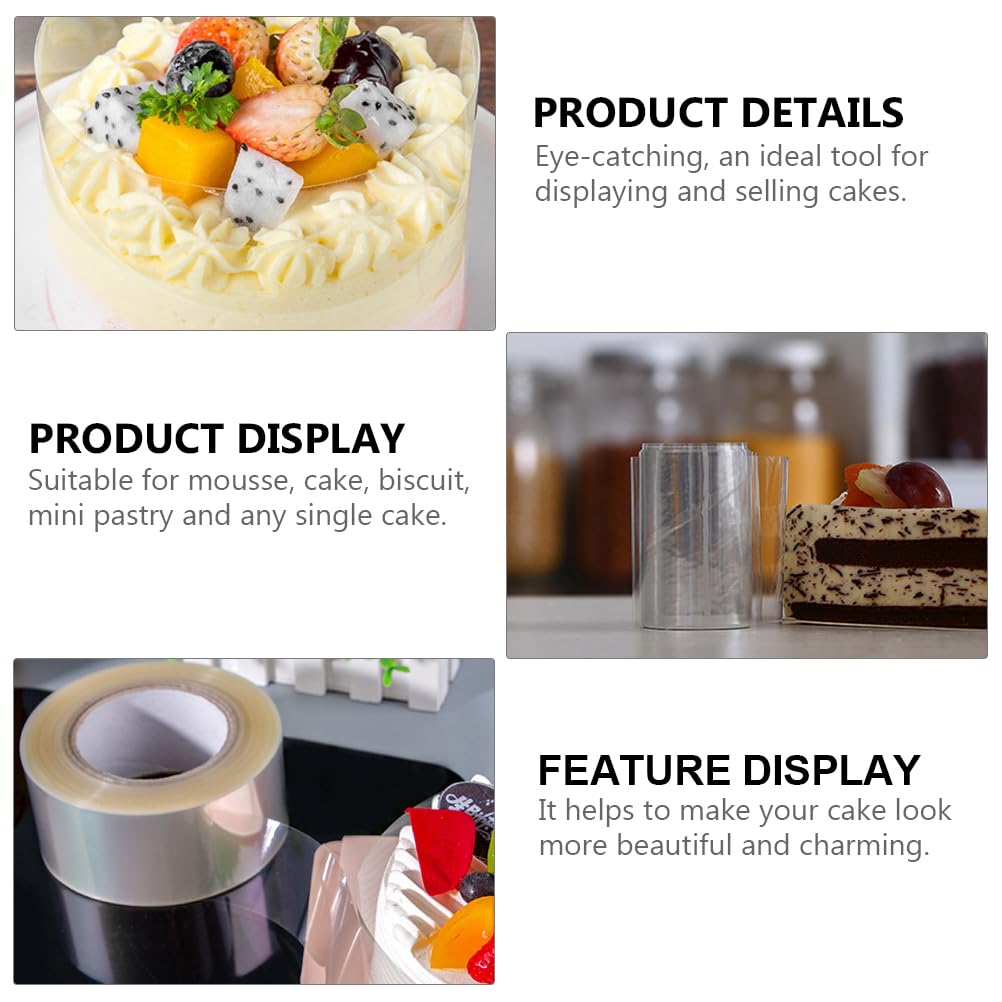 Cabilock 1 Roll Transparent Cake Border Wrap - Food Grade OPP Adhesive Mousse Cake Collar for DIY Desserts, Cupcakes & Chocolate Decoration - Perfect for Birthday Cakes, Wedding Cakes & Baking Projects