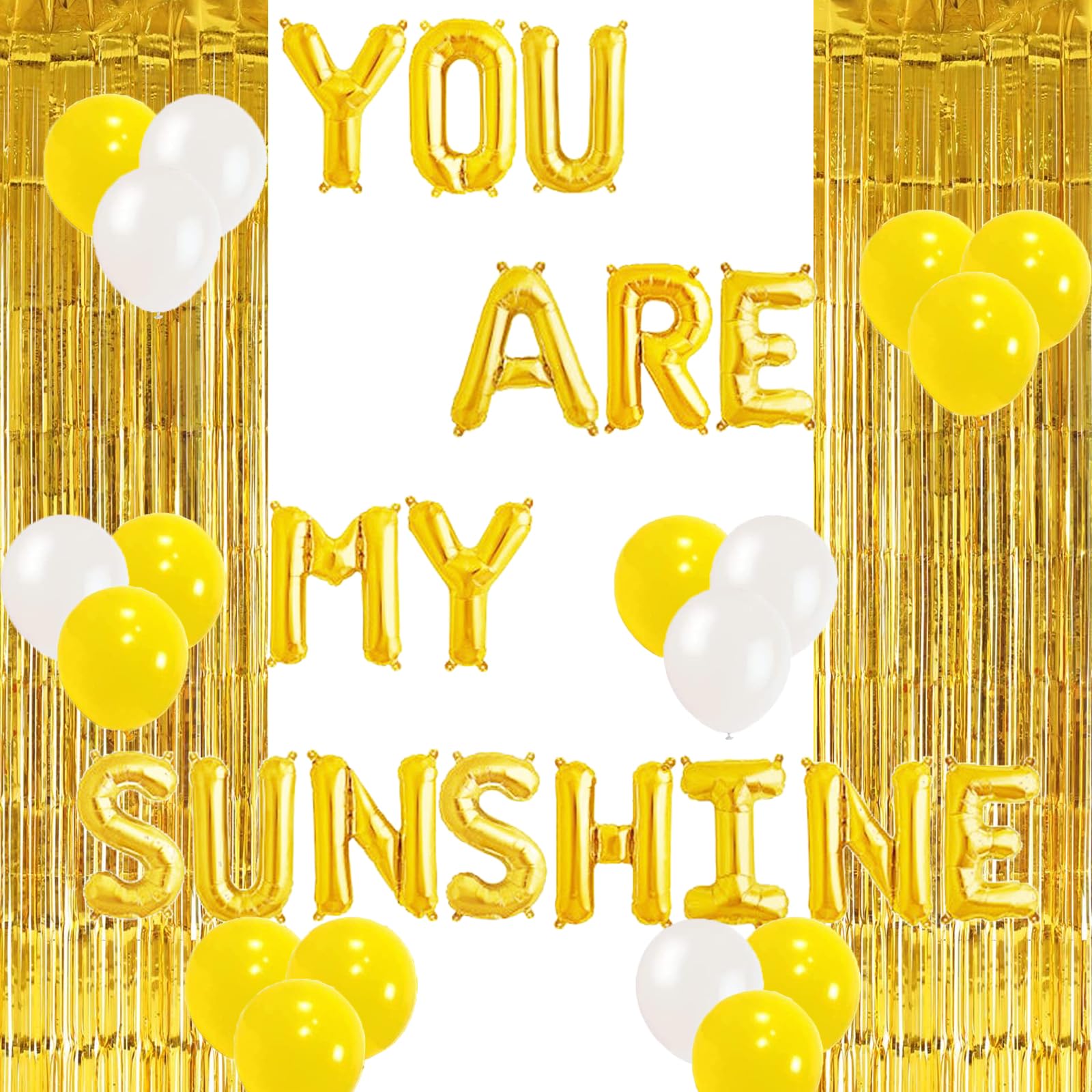 You Are My Sunshine Balloons - Gold Sunshine 1st Birthday Banner with Sun Smile Face & Sunflower Design - Perfect for Sunny Summer Day Theme Parties, Baby Showers & Kids Birthday Decorations - Ideal for Indoor & Outdoor Celebrations