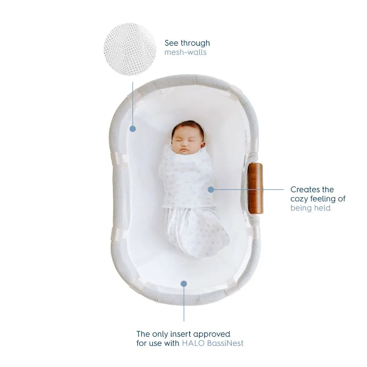 HALO Bassinest Newborn Insert - New & Improved Baby Bassinet for Safe Sleep - Perfect for Nursery, Bedroom & Travel