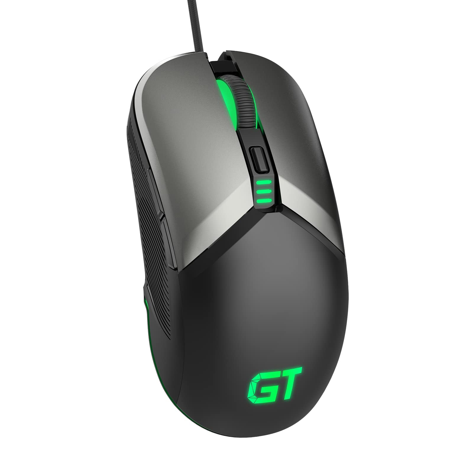 RaceGT Wired Gaming Mouse - High Precision 8000 DPI Adjustable USB Optical Mouse with RGB Backlit, Ergonomic Design for PC, Mac, Laptop - Perfect for FPS, MOBA Gaming & Office Work