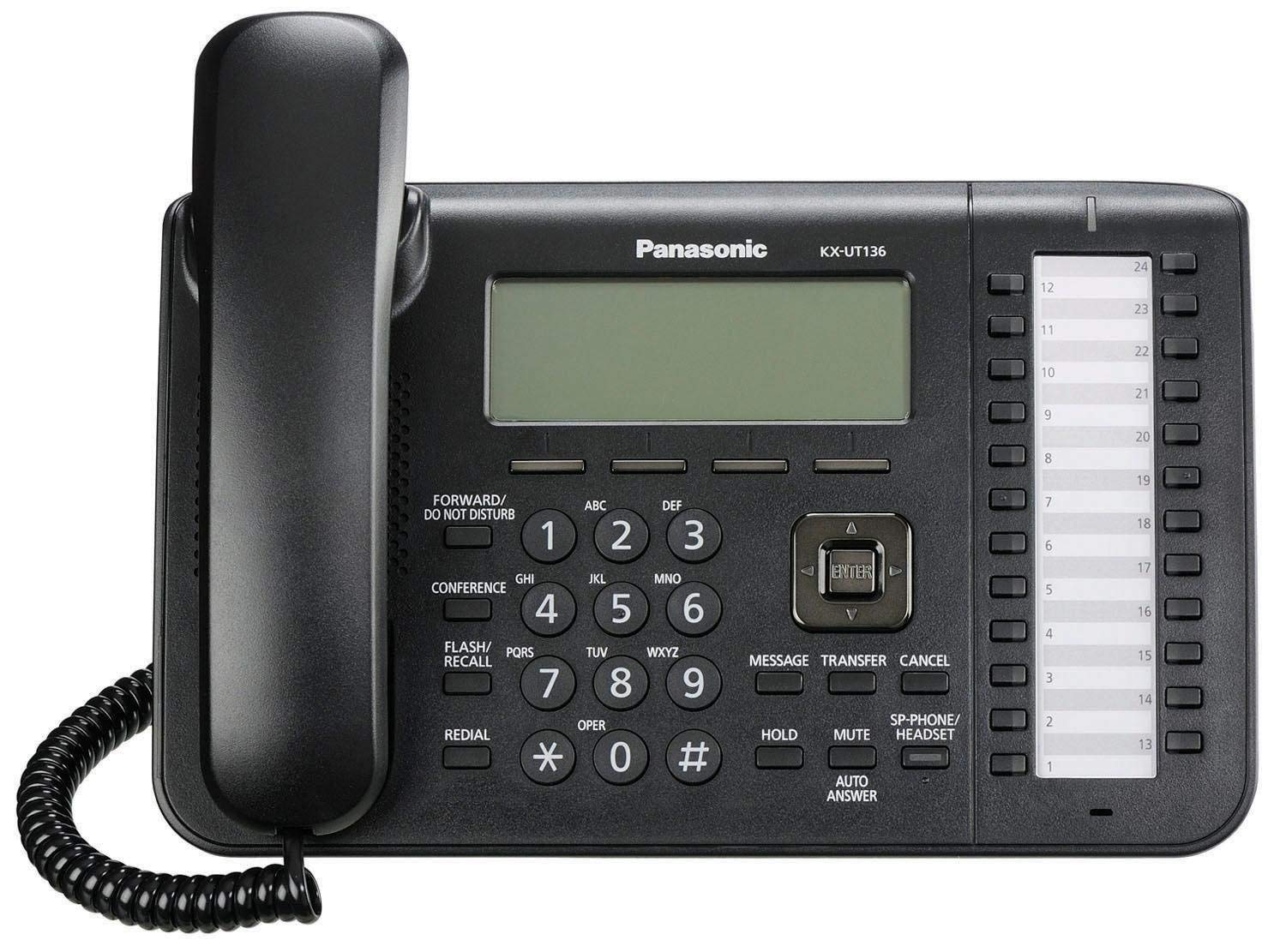 Panasonic KX-UT136-B VoIP Business IP Phone with HD Voice, 3 Line LCD Display - Ideal for Office, Call Center & Remote Work Communication